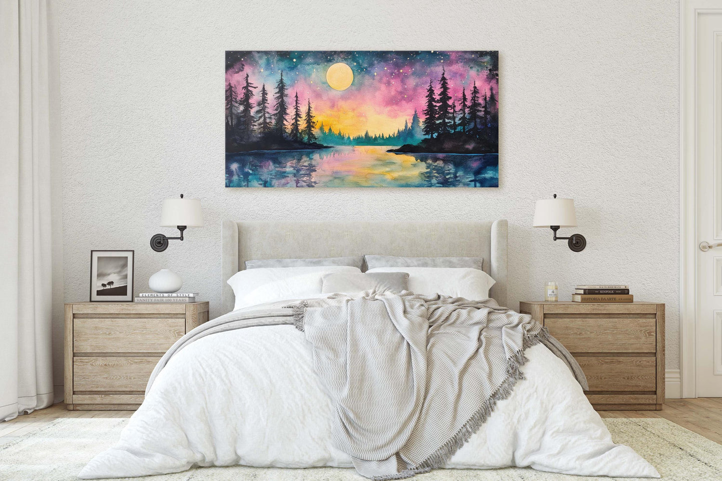 Ethereal Lake, Mountain Lake Night, Scenic Decor, Nature Print