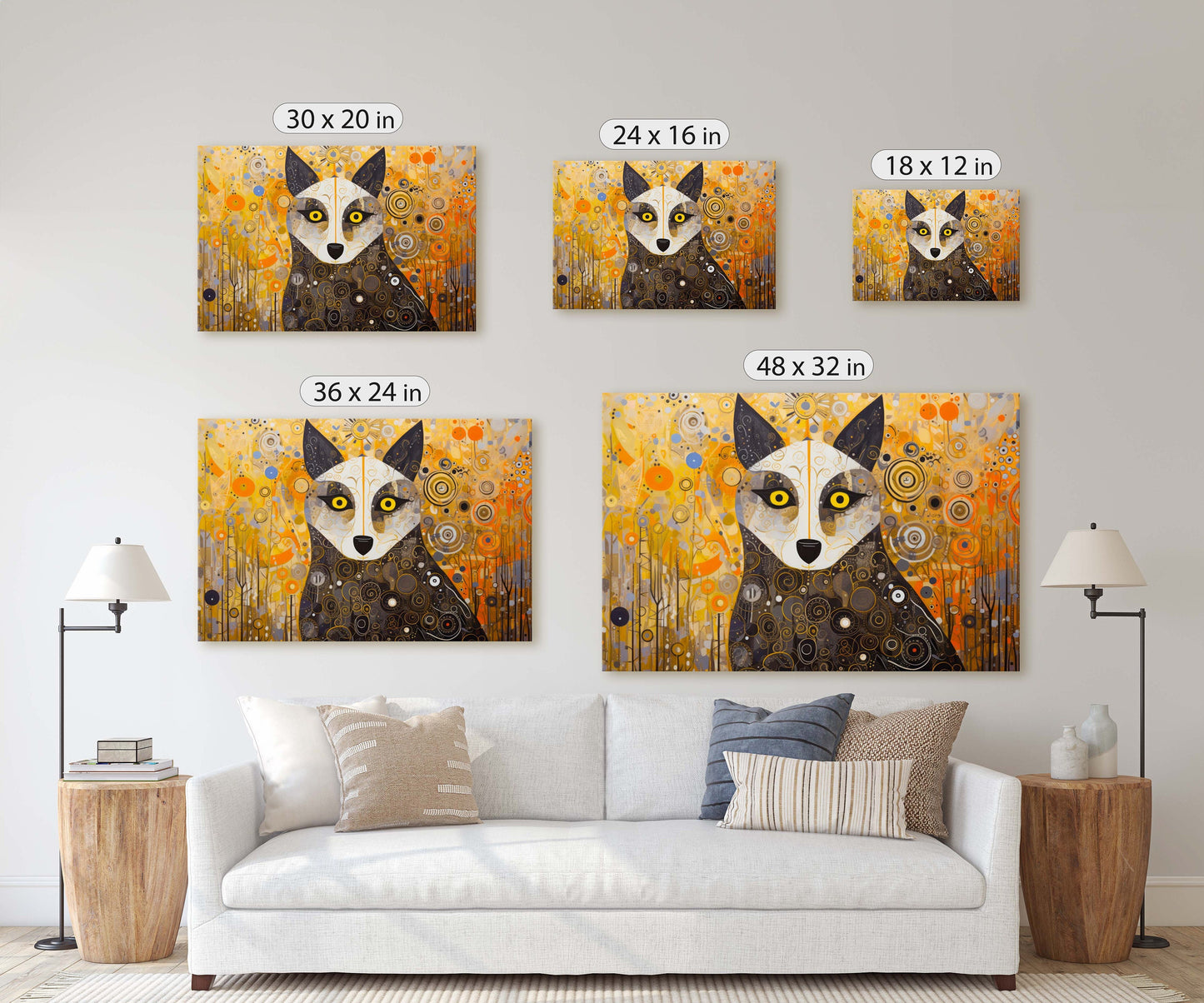 Abstract Animal Art, Wolf Painting, Symbolism Dog, Modern Art, Contemporary Decor, Surrealism, Modernism, Framed Canvas, Large Art Print