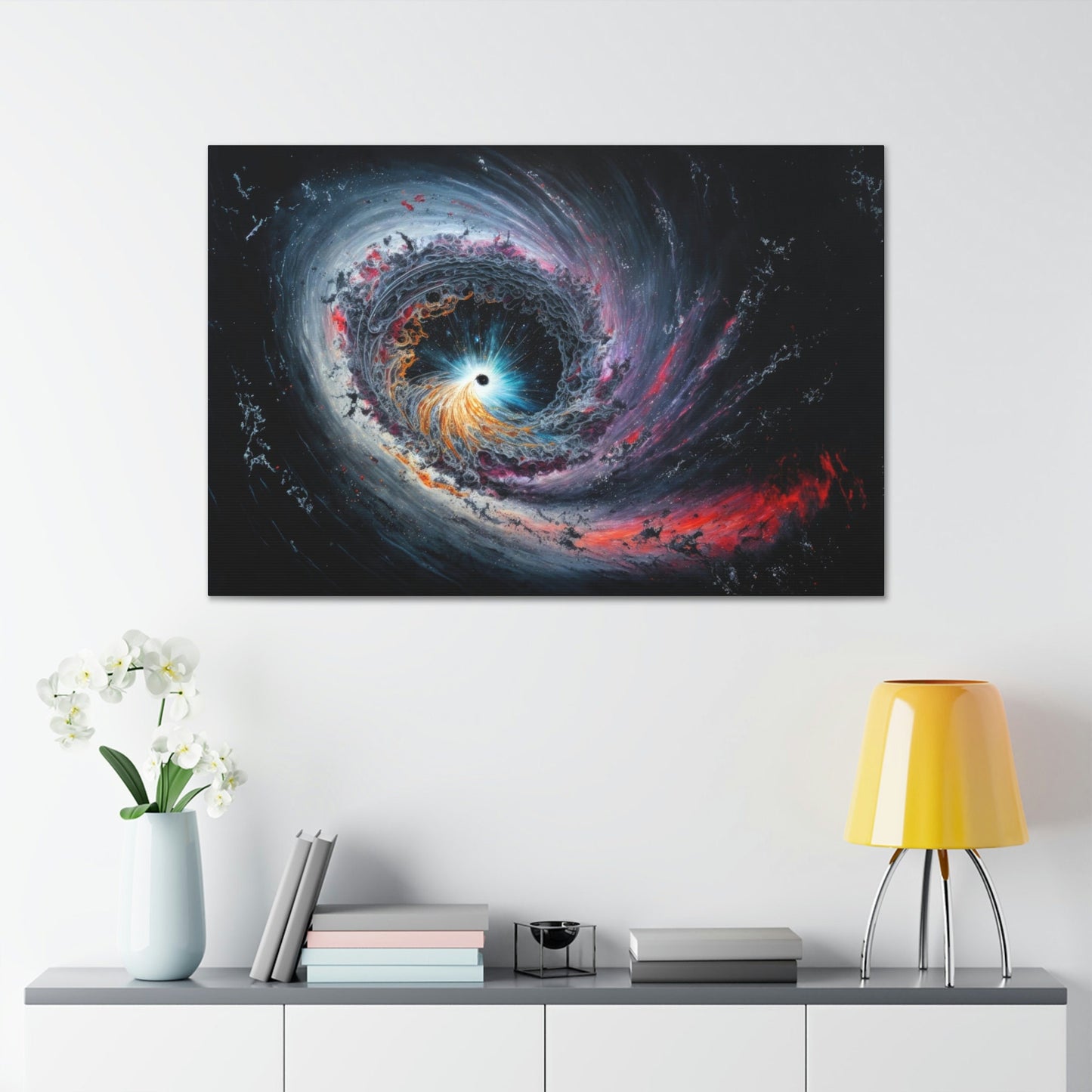 Black Hole Canvas Art Ready To Hang Large Print, Night Sky, Star Sky, Space Art, Watercolor, Oil Painting