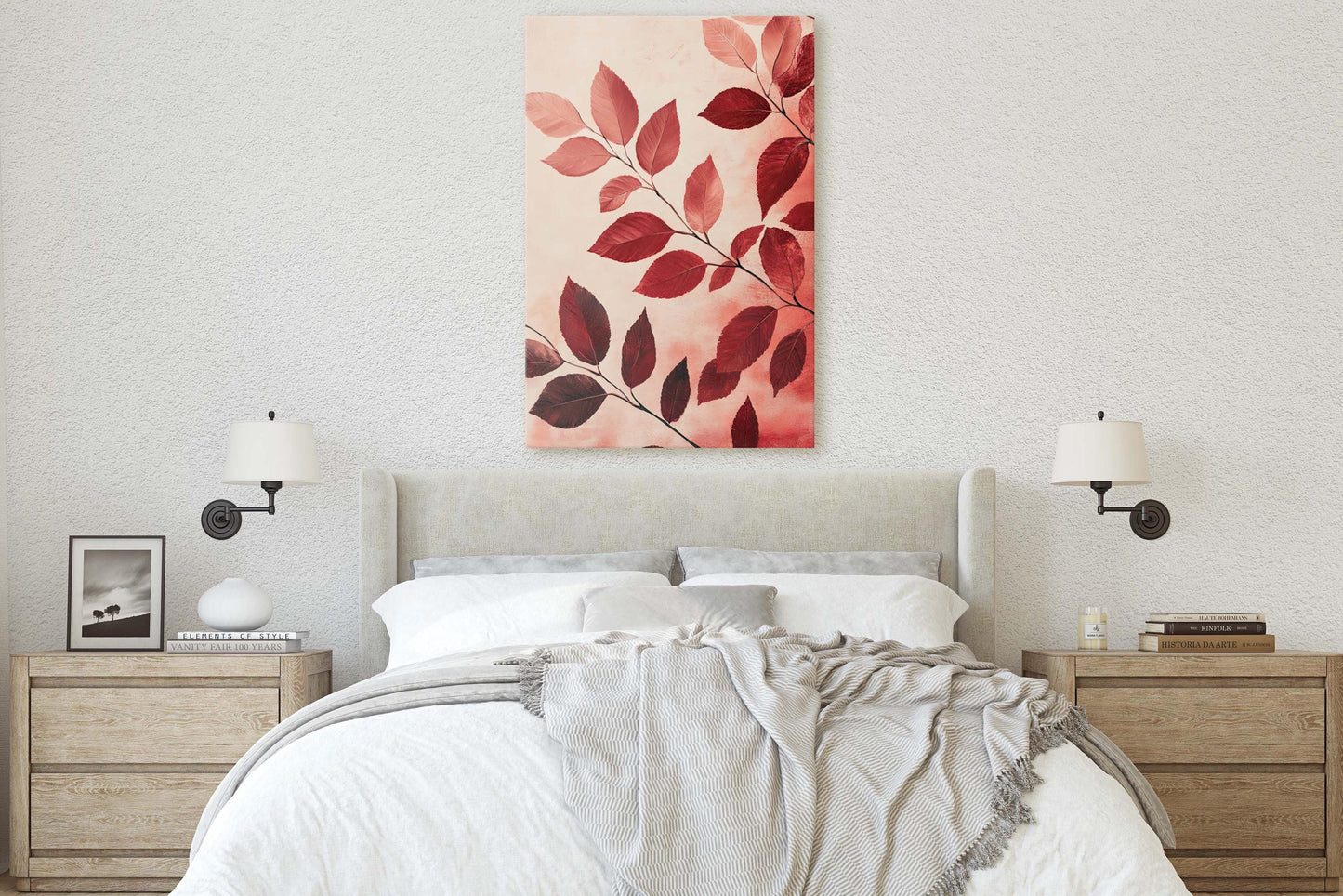 Leaves In Autumn, Red Burgundy Hues, Contemporary Leaves