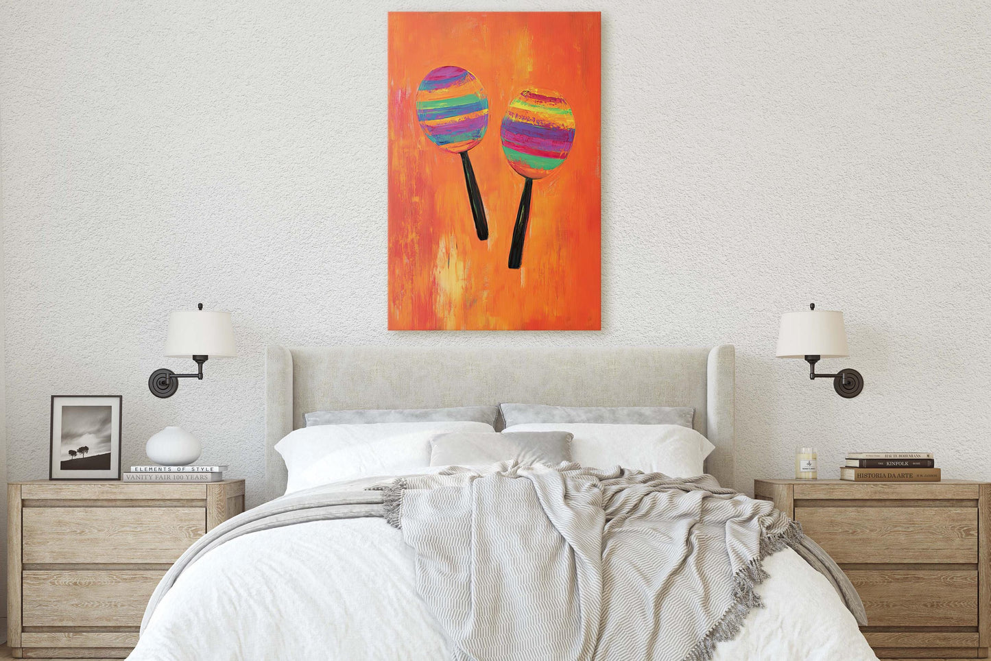 Maracas Art, Mexican Decor, Orange Decor, Southwester Art