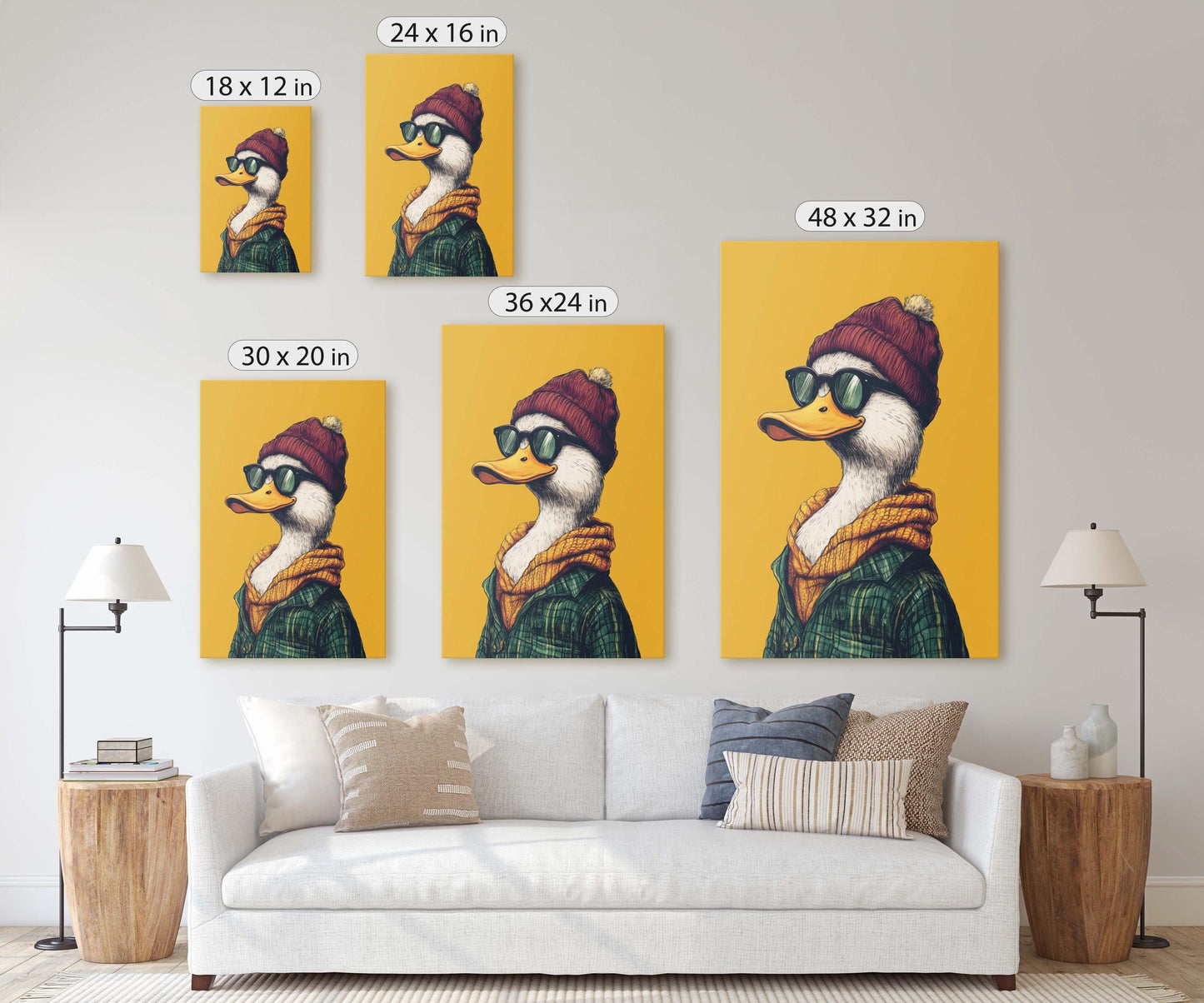 Hipster Duck, Pop Art, Modern Decor, Street Art, Framed Print, Animal Art, Unique Art, Animal Sunglasses, Kids Room, Boys Room