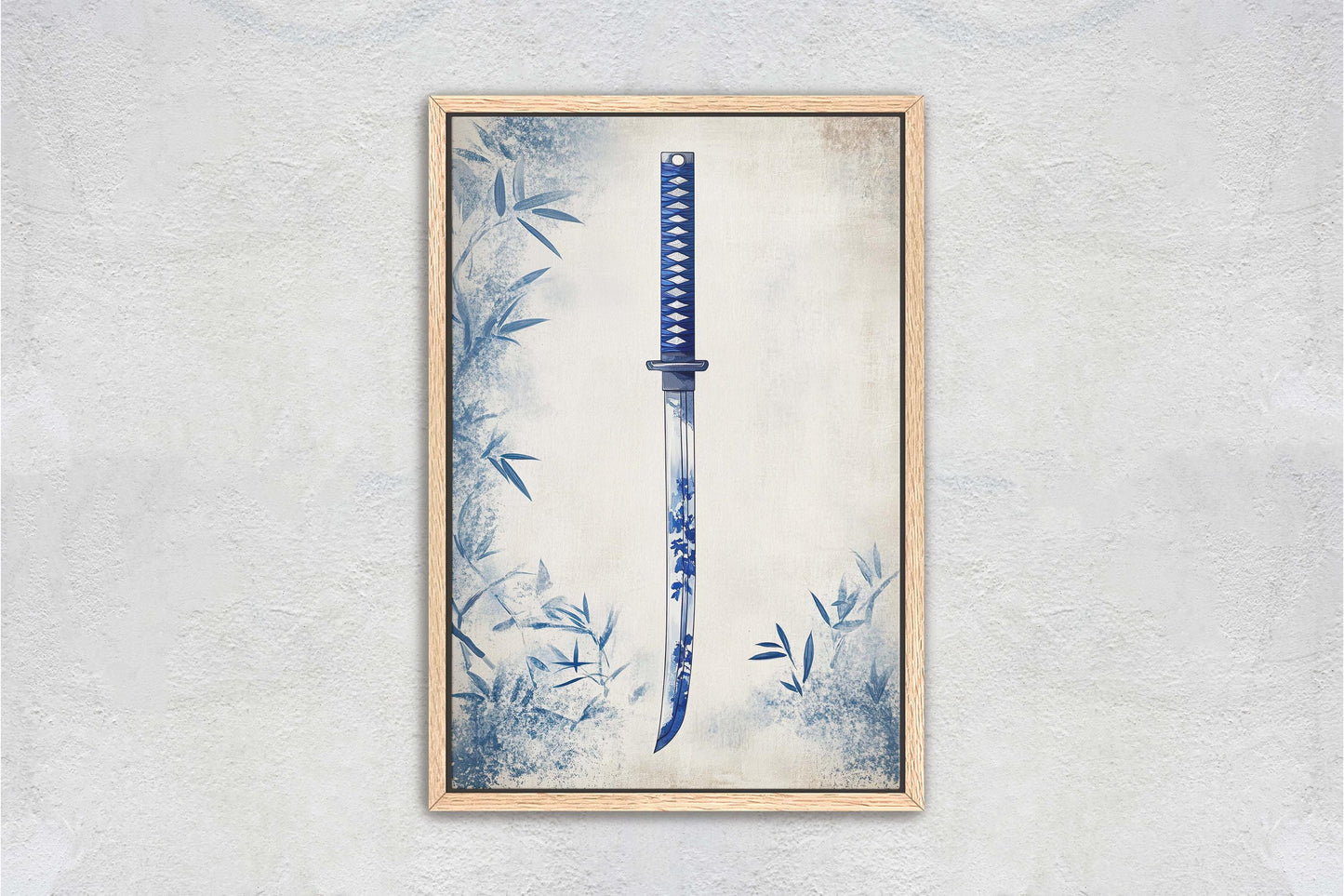 Blue Willow Katana, Samurai Sword, Vintage Art, chinoiserie Design