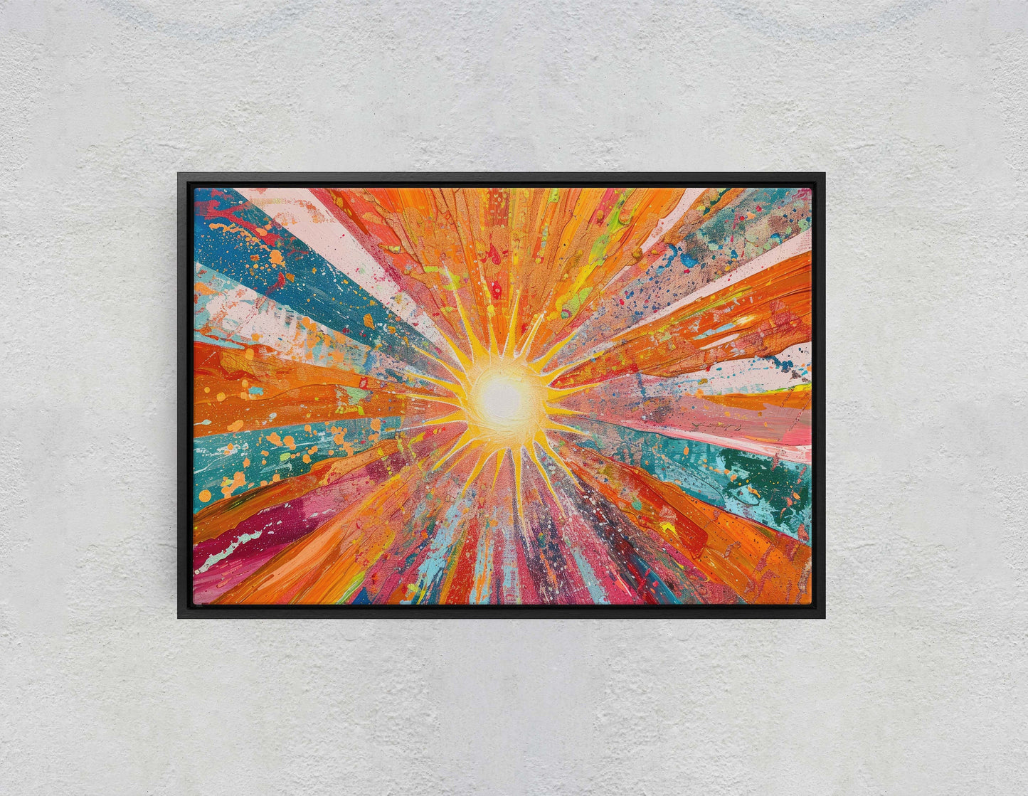 Starburst, Abstract Color, Color Theory, Sunburst, Modern Art, Contemporary, Framed Canvas, Statement Piece, Large Art Print, Rainbow Vivid