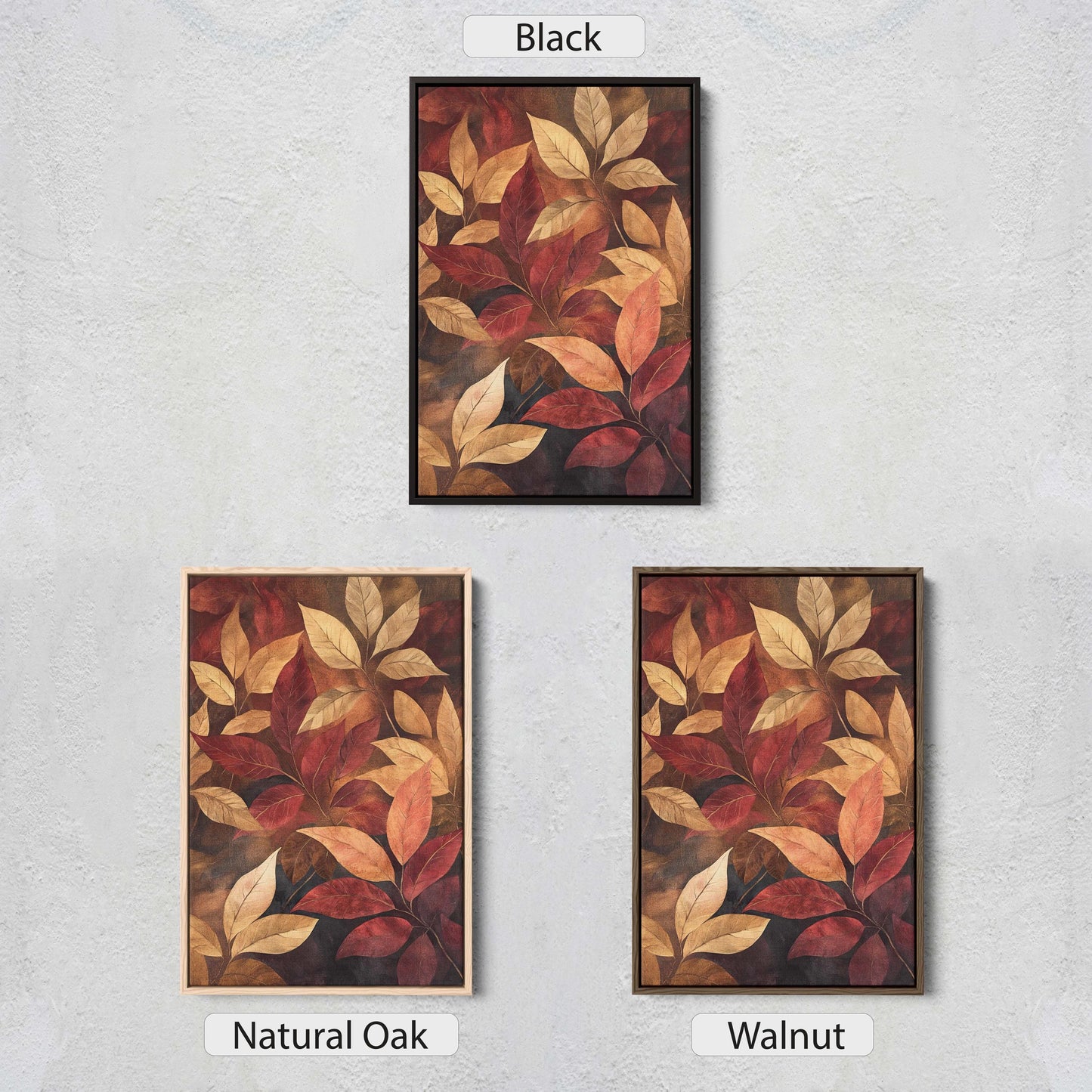 Fall Leaves Painting, Red Orange Leaves, Autumn Decor