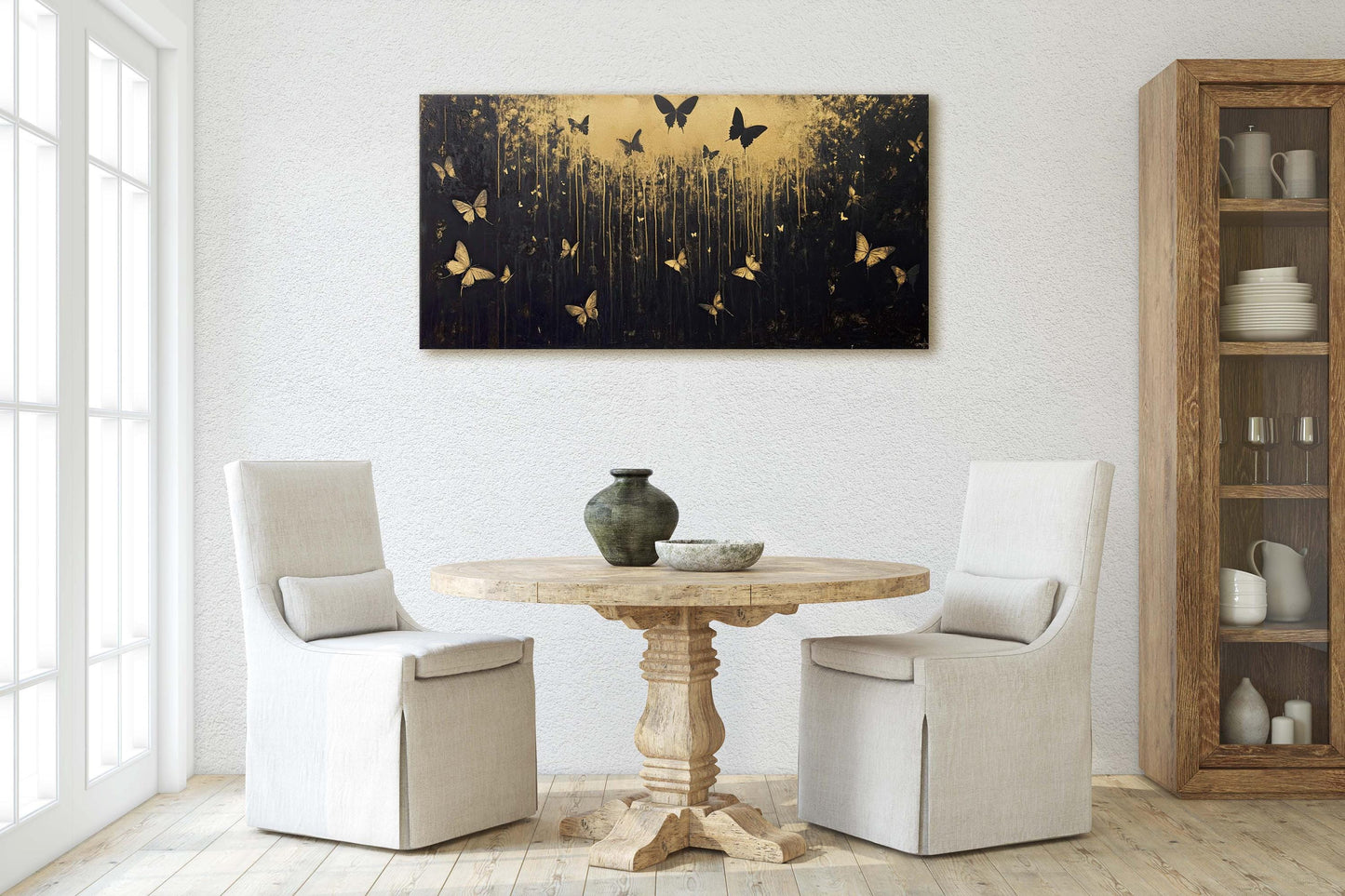 Butterflies at night, Butterfly forest, Black and Gold