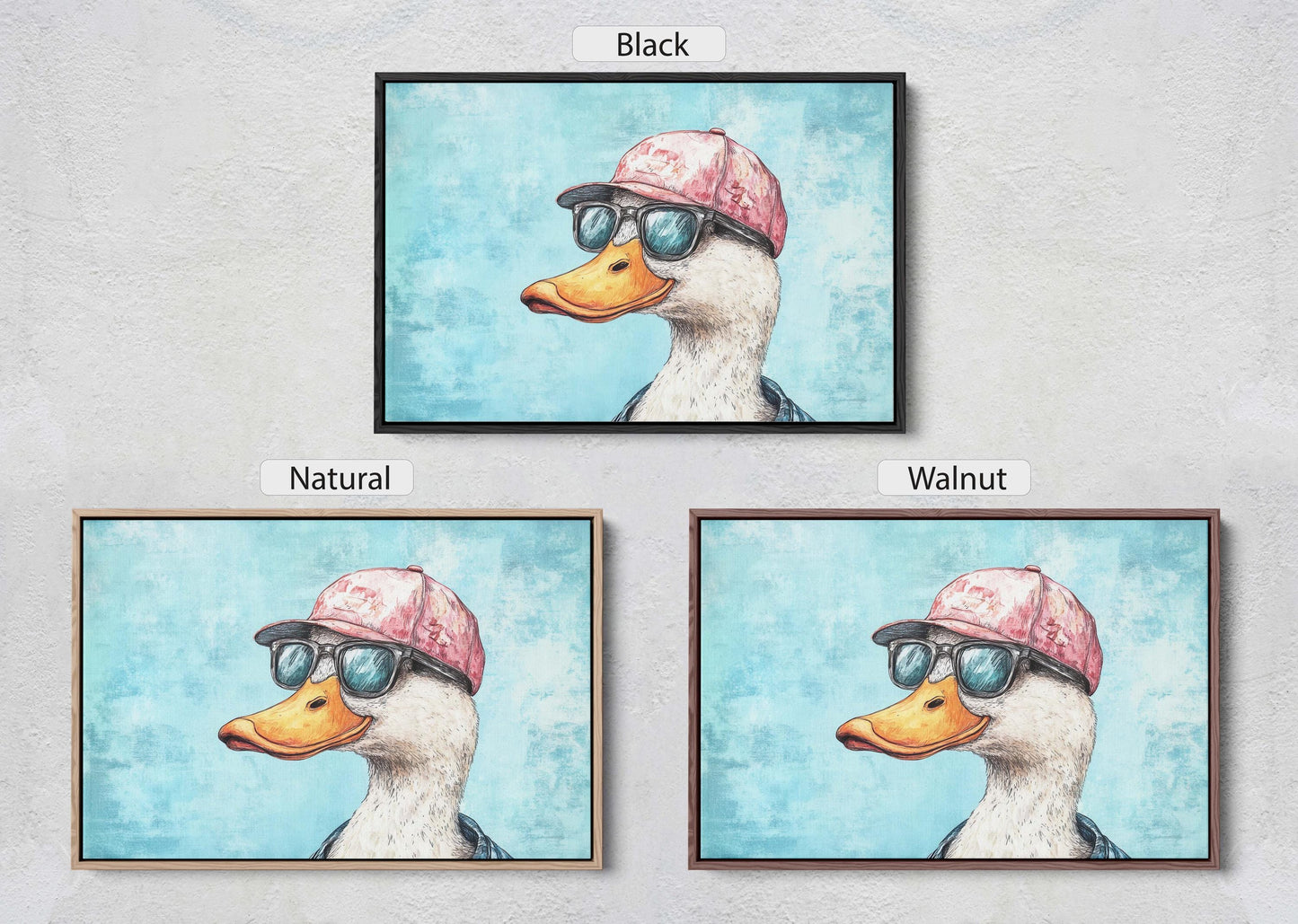 Hipster Duck, Pop Art, Modern Decor, Street Art, Animal Art, Unique Art, Kids Room, Boys Room, Girls Room