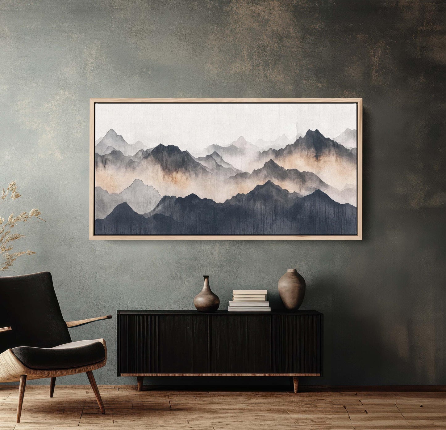 Misty Mountains, Foggy Landscape, Abstract Mountains, Contemporary Art