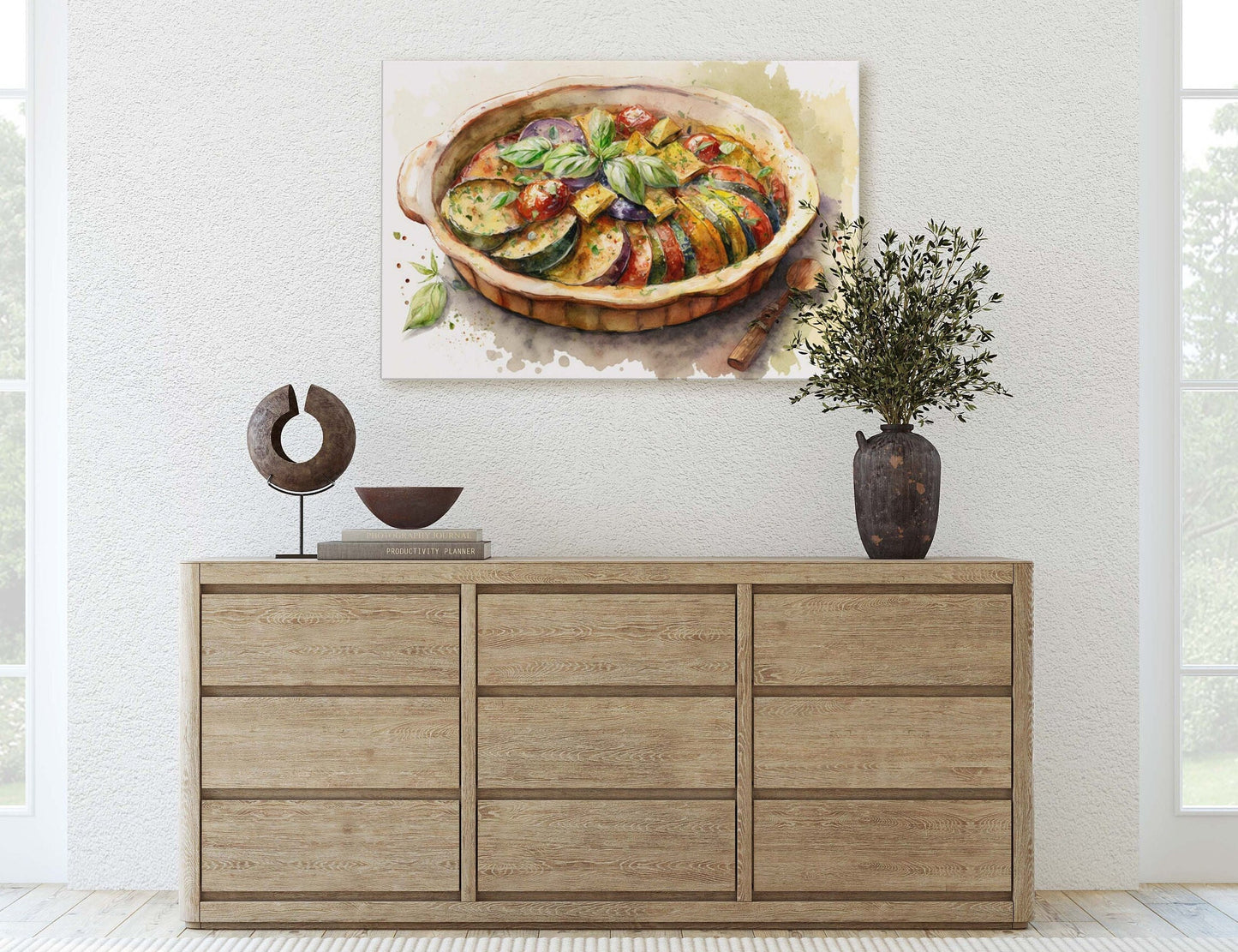 Ratatouille, Ready To Hang, Large Print, Watercolor Painting, Dining Room, Kitchen Art, Restaurant Art, Italian Food