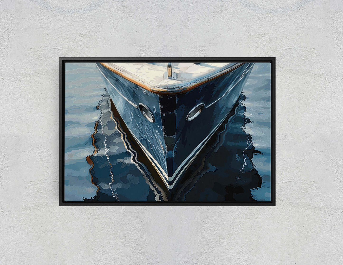 Navy Ship Art, Wooden Boat, Nautical Print, Ocean Painting, Sailing Art, Coastal Decor, Beach Art, Wooden Ship, Blue Indigo