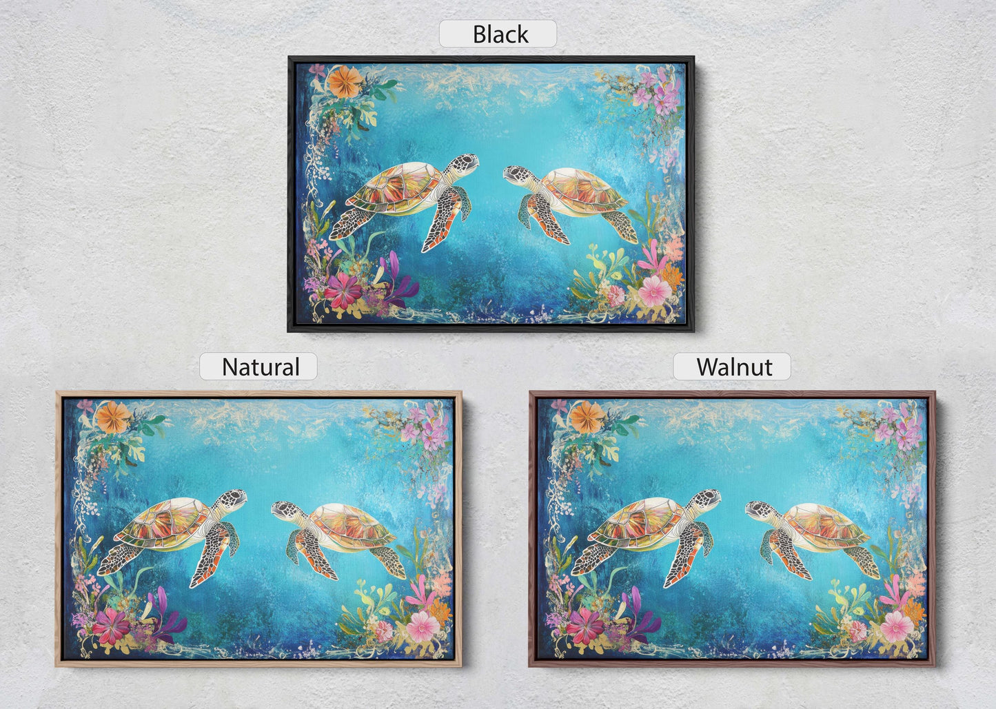 Sea Turtles In love, Ocean Decor, Turtle Print, Fish Art