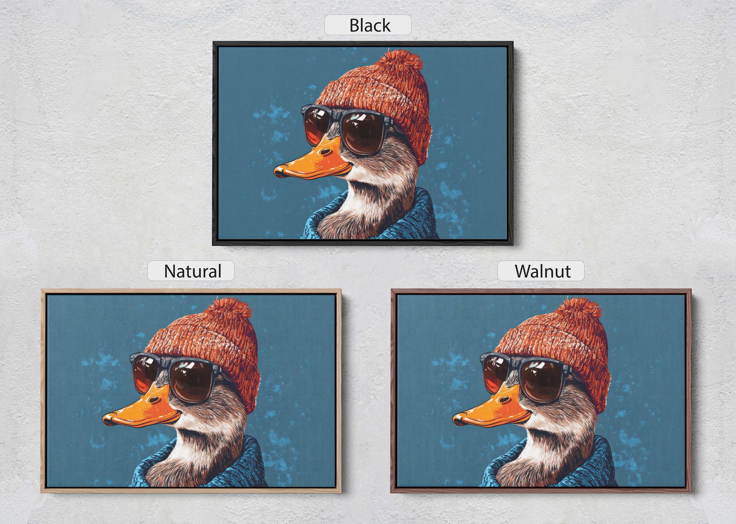 Hipster Duck, Pop Art, Modern Decor, Street Art, Animal Art, Unique Art, Kids Room, Boys Room, Girls Room