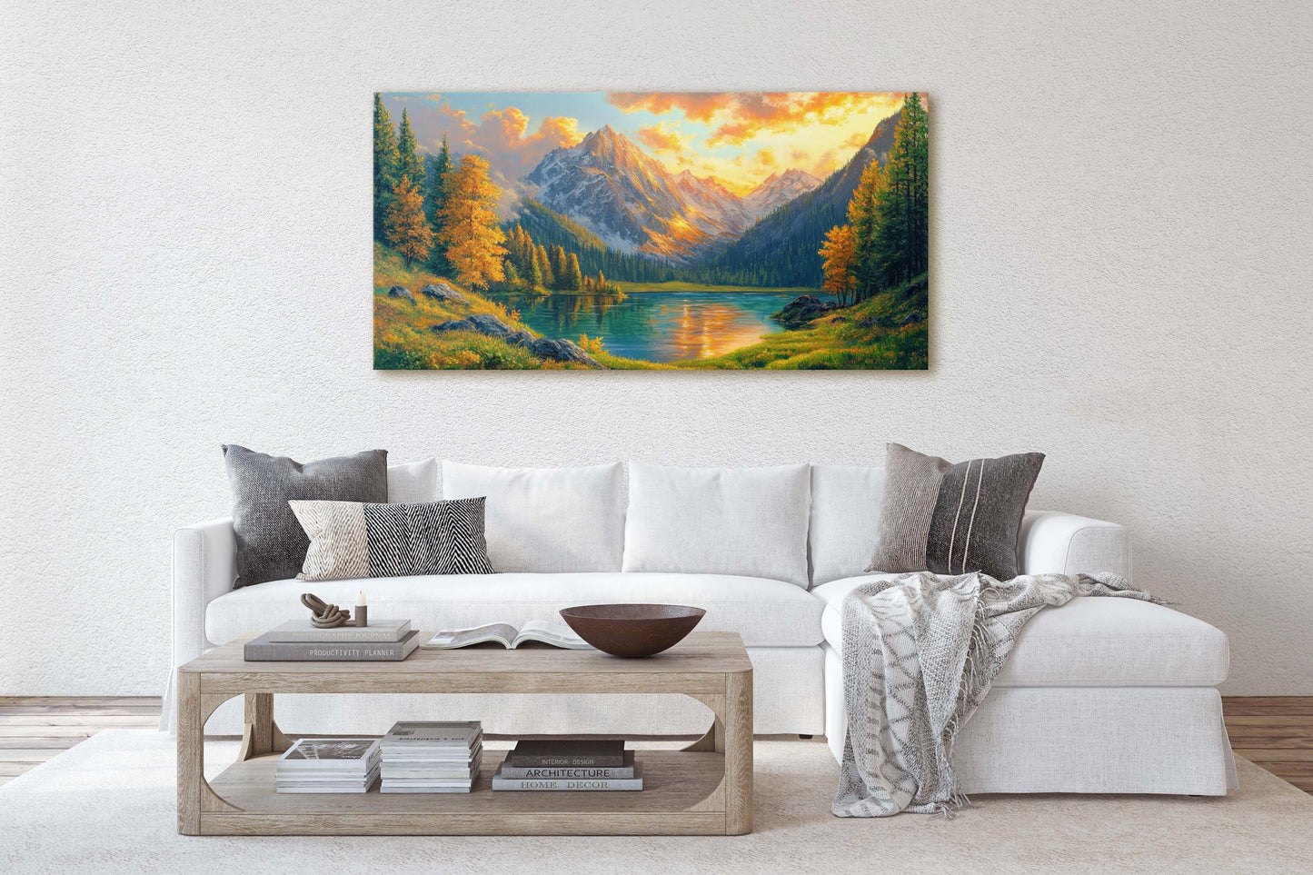 Fall Mountains, Mountain Lake, Nature Painting, Canvas print