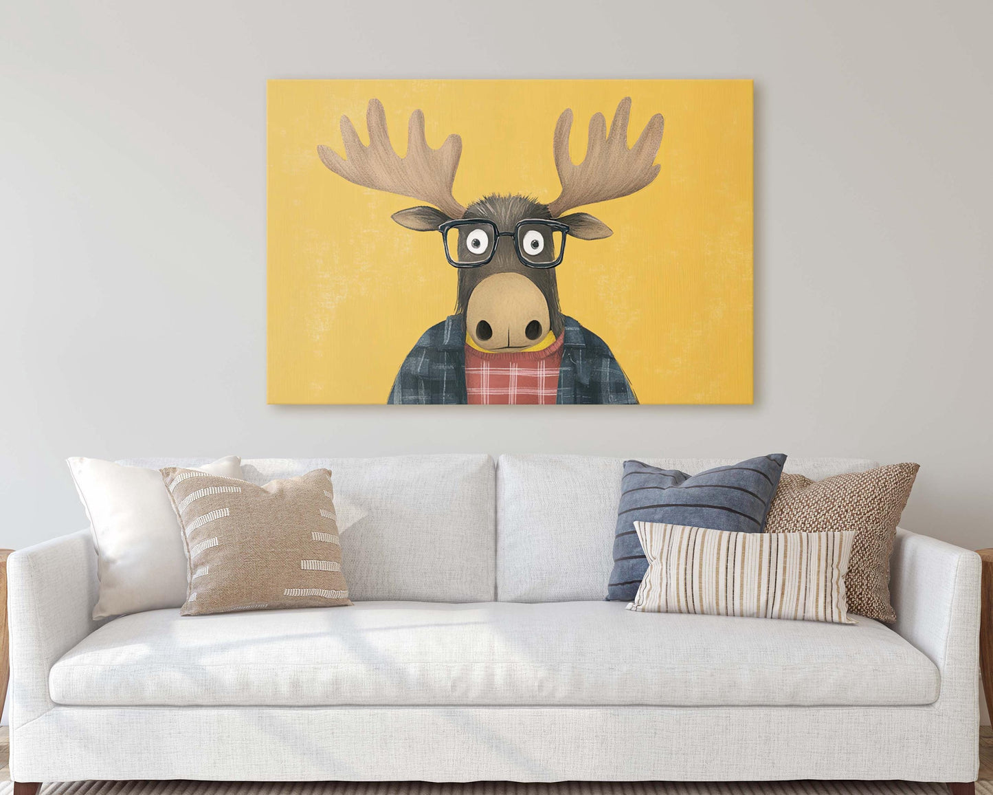 Hipster Moose, Pop Art, Street Art, Graffiti Painting, Animal Sunglasses, Yellow, Fun Quirky, Large Art Print, Kids Room, Boys Room