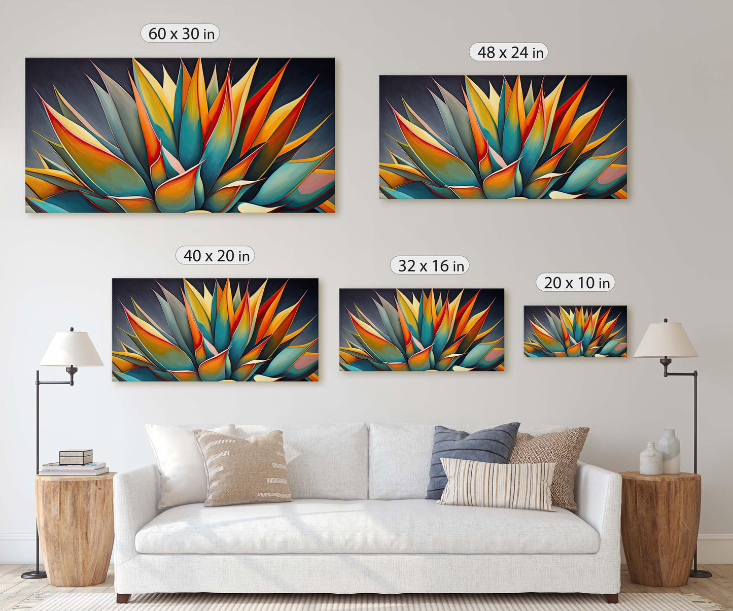 Vibrant Agave Art, Succulent Decor, Mexican Folk Art, Cactus Decor, Contemporary Print