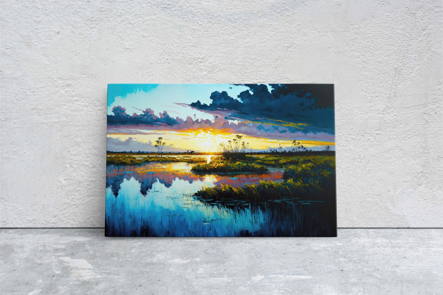 Everglades National Park Canvas Art Ready To Hang Large Print, Oil Painting, sunrise landscape, Sunset