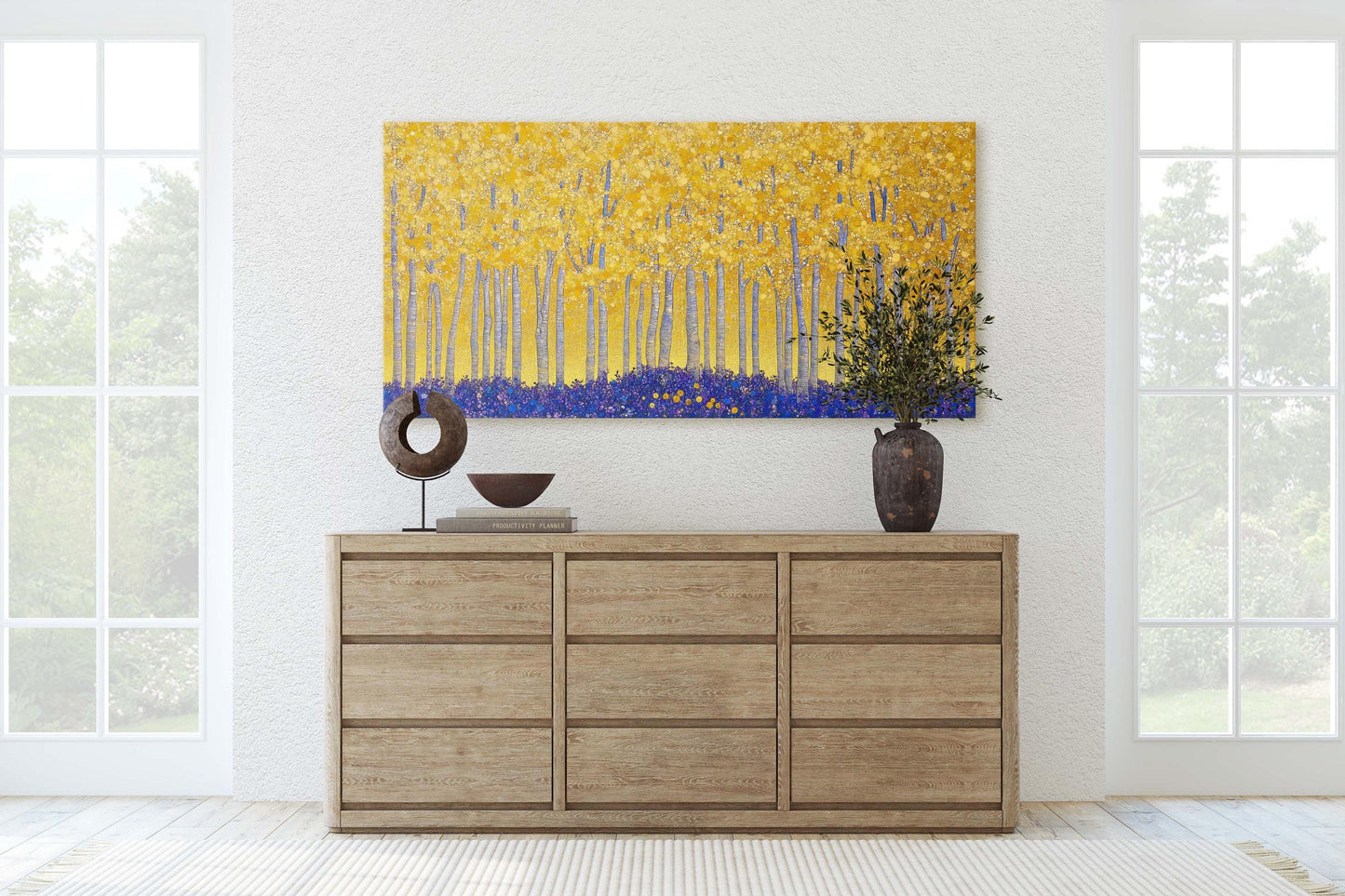 Fall Aspen on Canvas, Autumn Forest, Abstract Art, Contemporary Print