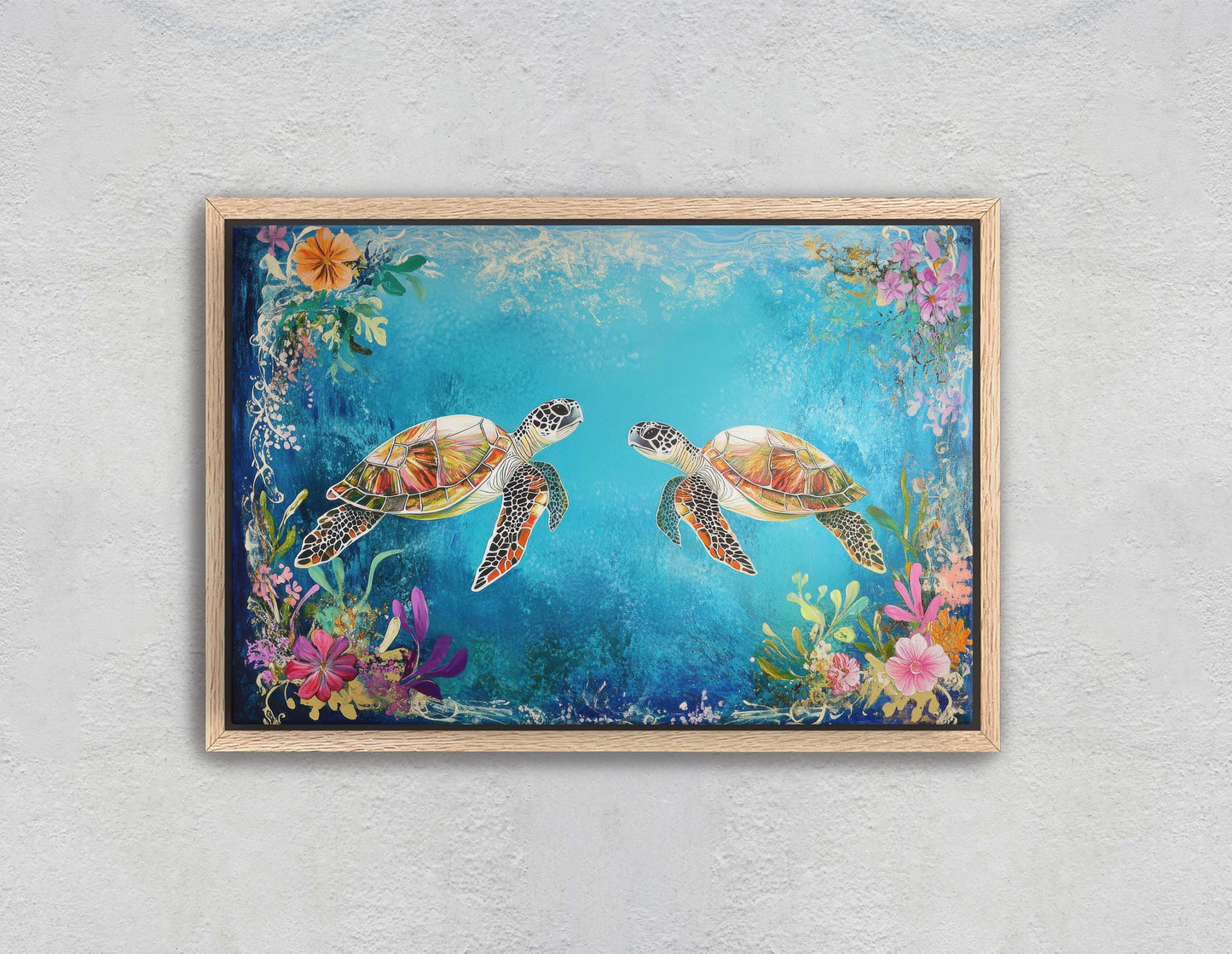 Sea Turtles In love, Ocean Decor, Turtle Print, Fish Art