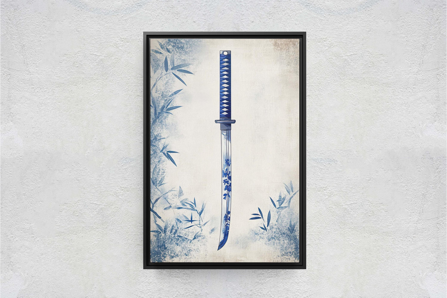 Blue Willow Katana, Samurai Sword, Vintage Art, chinoiserie Design