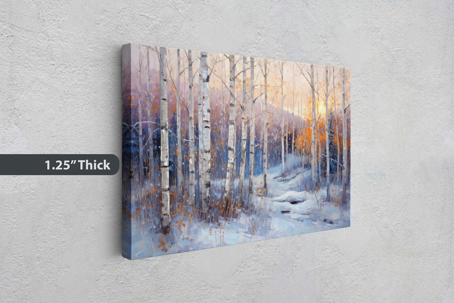 Winter Aspen Trees, Winter Painting, Aspen Forest, Snow Decor, Snowy Scene, Framed Canvas, Large Print