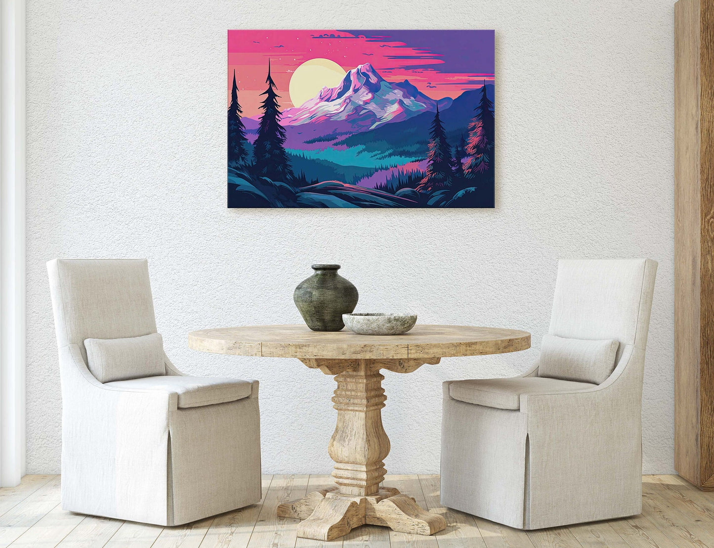 Snowy Mountain on Canvas, Bold Color, Snow Cap, Sunset Landscape, Bright Tones, Ready to Hang, Large Print, Colorado Mountain, Vibrant