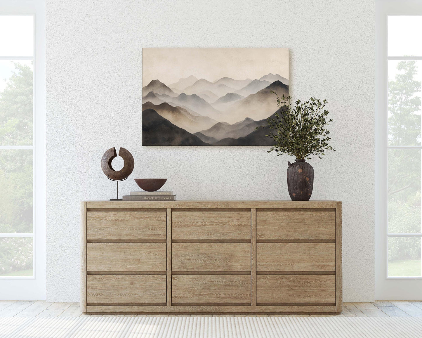 Foggy Mountain Art, Misty Mountains, Nature Painting