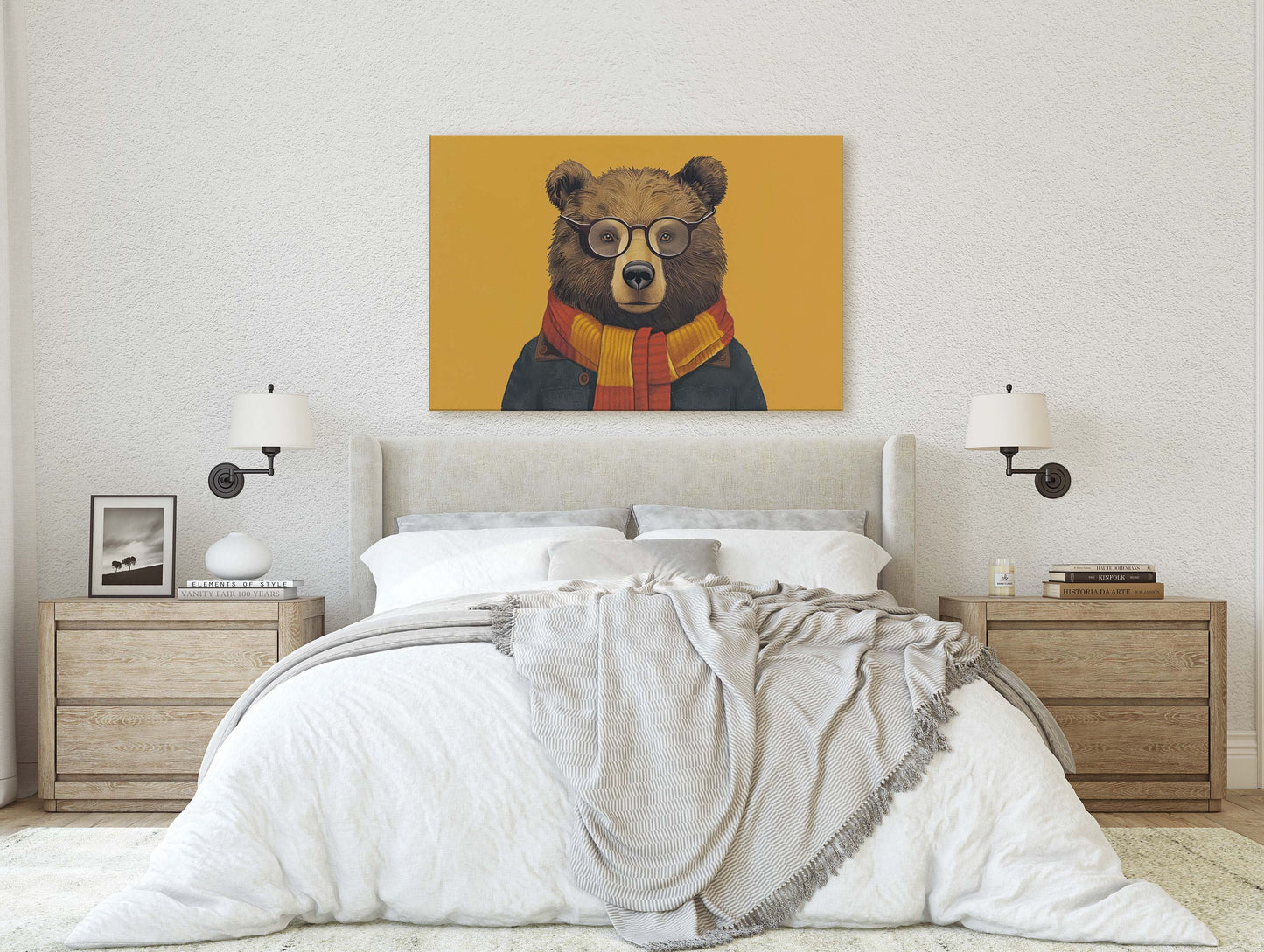 Hipster Bear, Pop Art, Street Art, Graffiti Painting, Animal Sunglasses, Orange Blue, Fun Quirky, Large Art Print, Kids Room, Boys Room