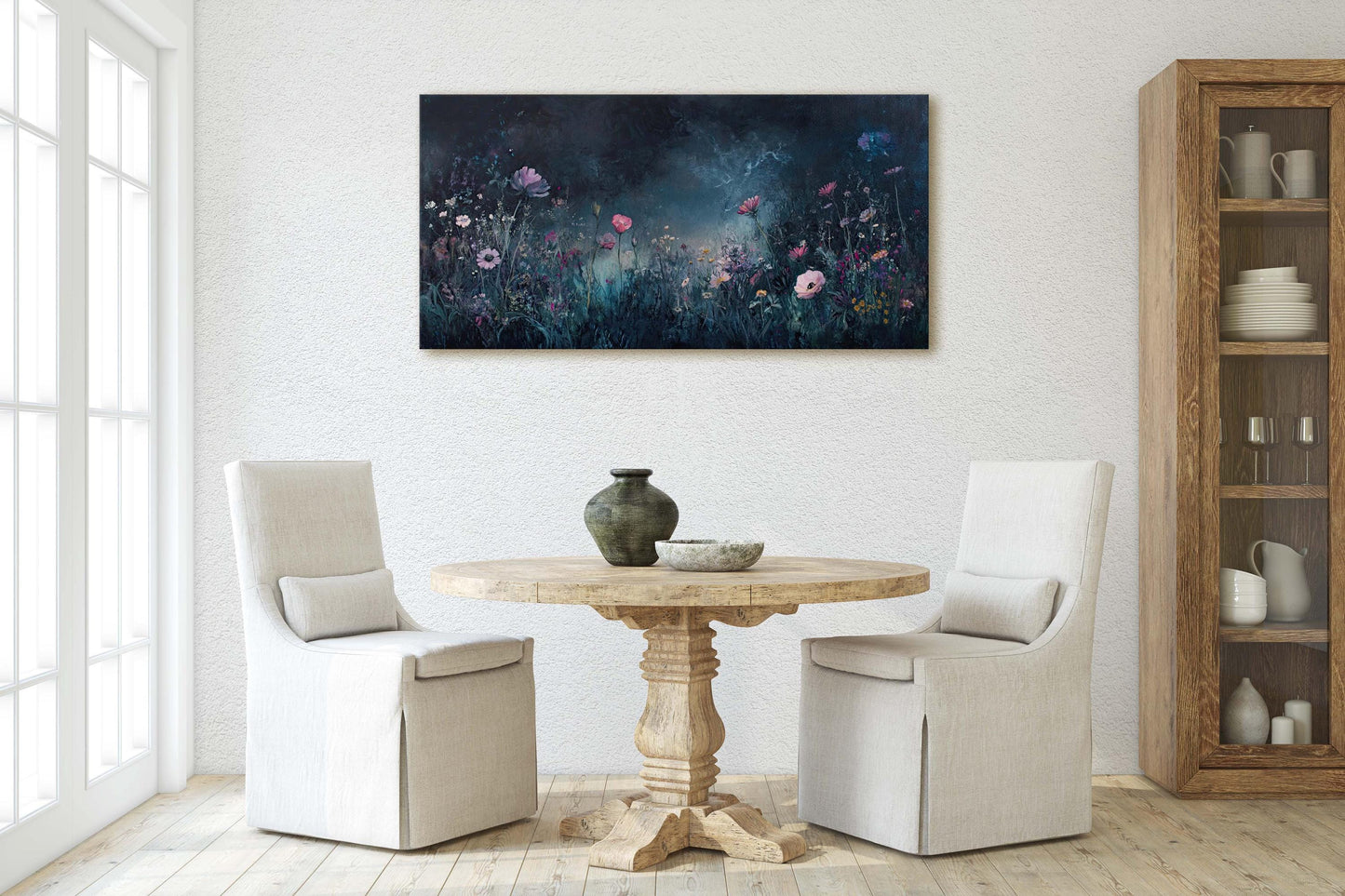 Wildflowers at Night, Flowers in Darkness, Night Time, Moody Botanical