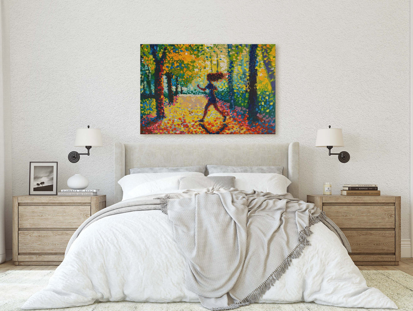 Running Painting,Park Art, Pointillism, Womens Sports, Girls Sports, Track and Field, Athlete Art, Sports Decor,Women Track
