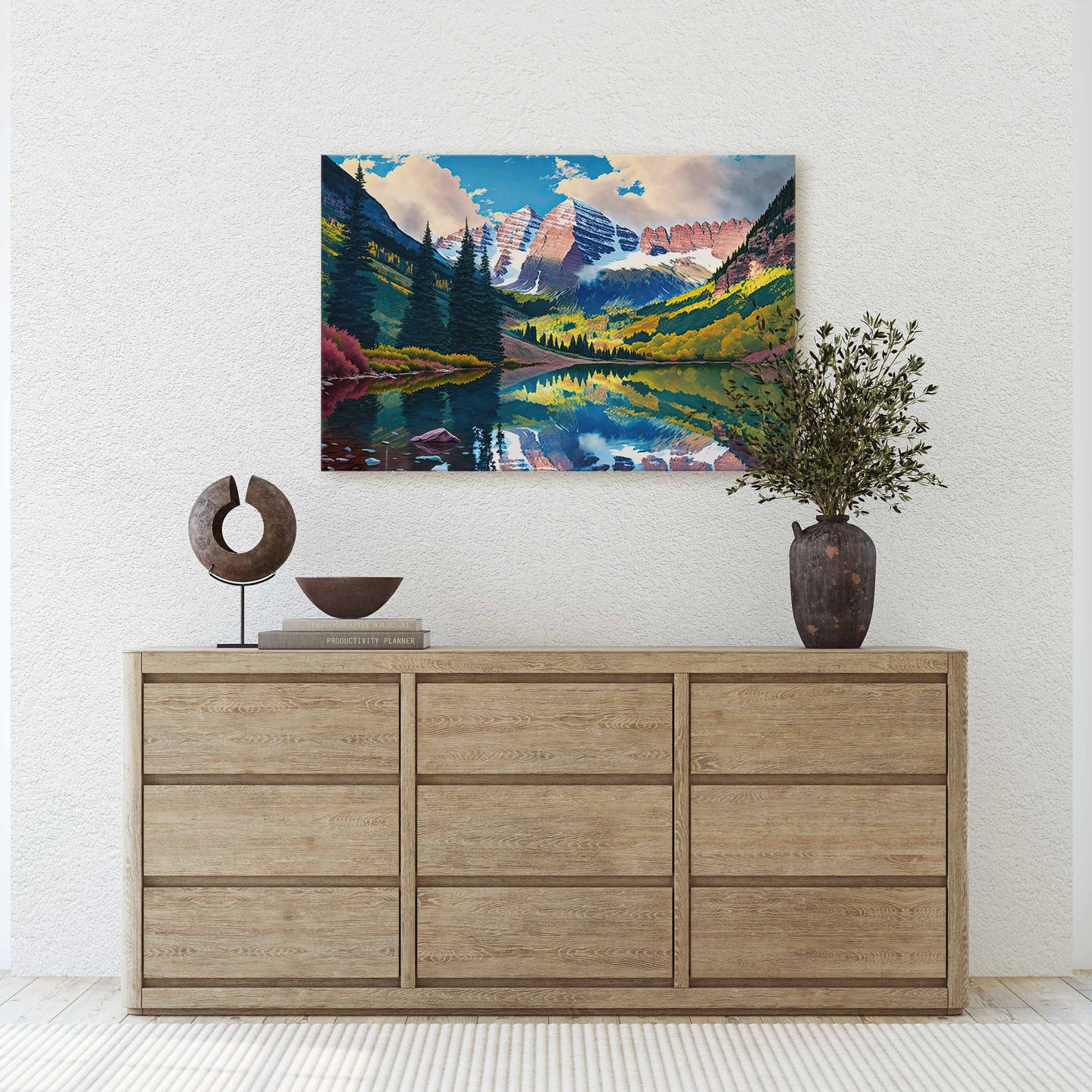 Aspen Colorado, Mountains Canvas Art Ready To Hang Large Print, Oil Painting, Landscape