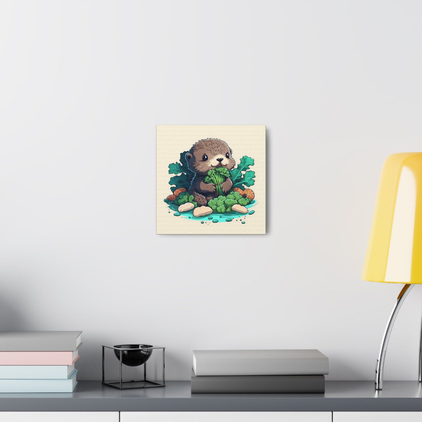 Otter Eating Vegetables Stretched Canvas Art