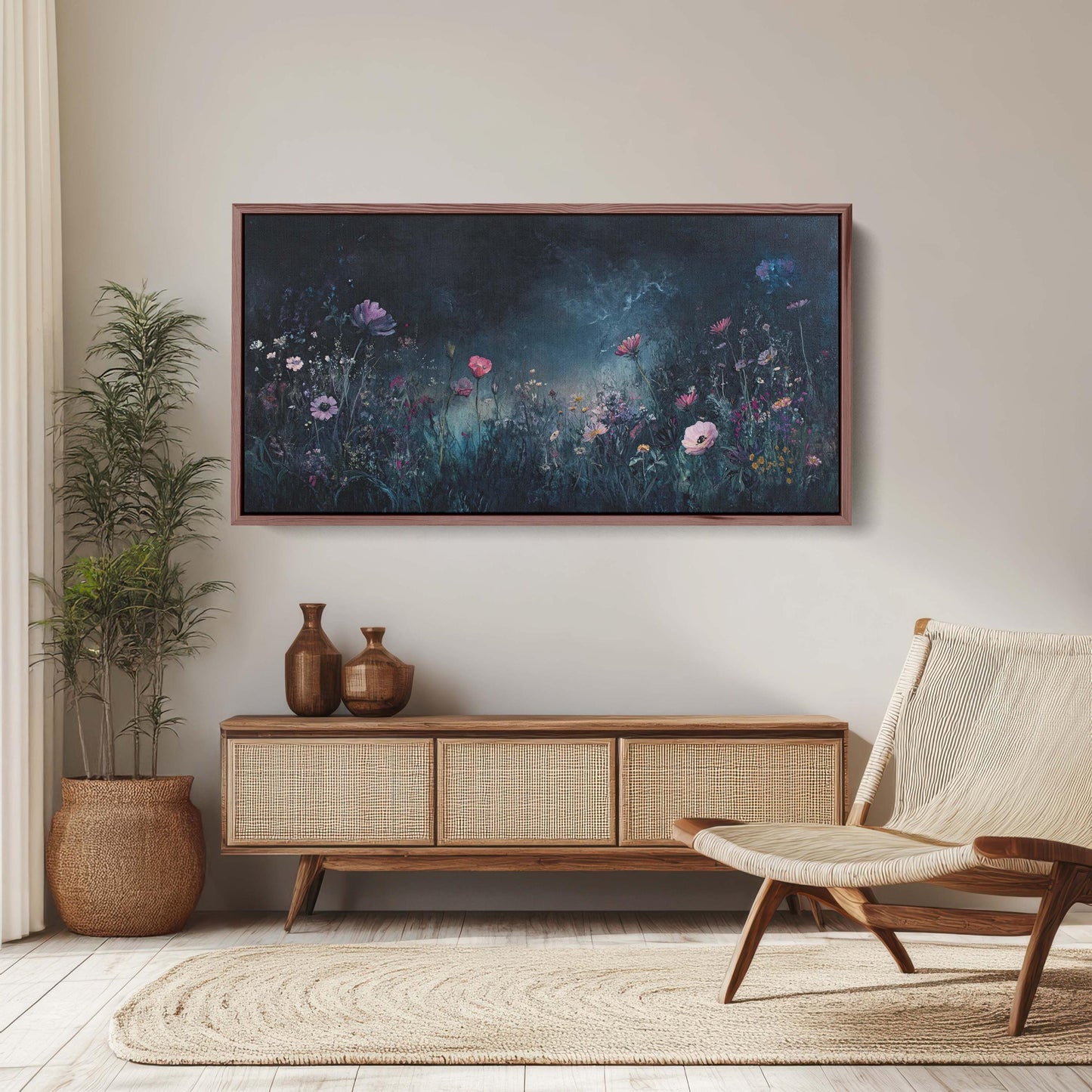 Wildflowers at Night, Flowers in Darkness, Night Time, Moody Botanical