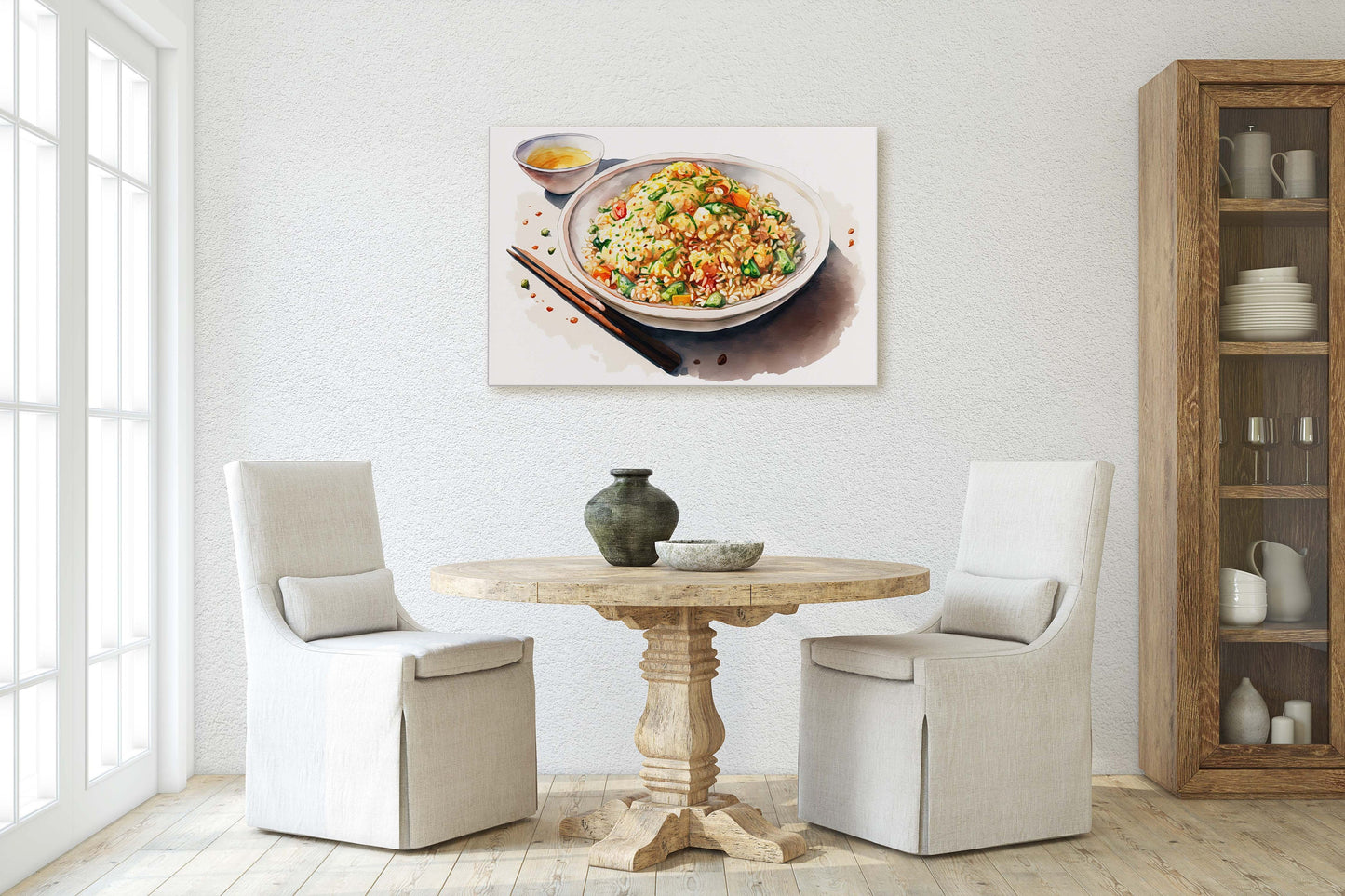 Fried Rice Watercolor, Chinese Food, Restaurant Art, Asian Cuisine, Dining Room, Kitchen Decor, Food Art, Stir Fry