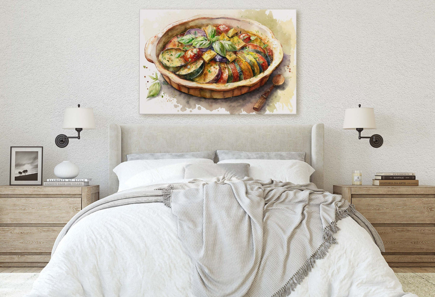 Ratatouille, Ready To Hang, Large Print, Watercolor Painting, Dining Room, Kitchen Art, Restaurant Art, Italian Food