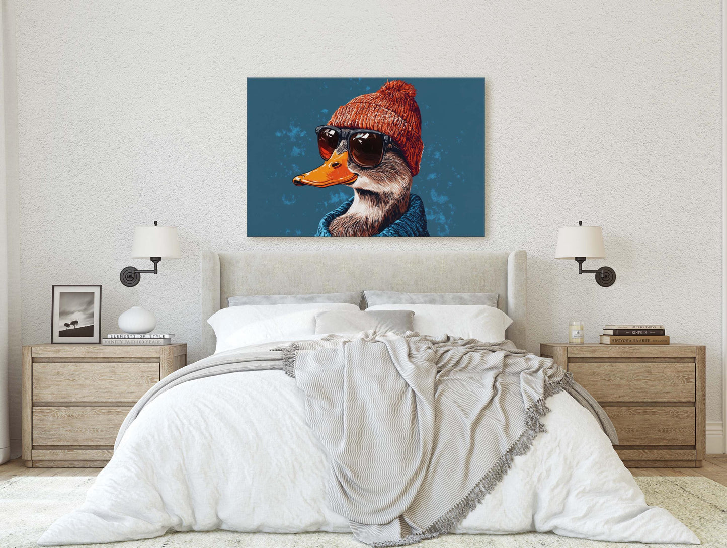 Hipster Duck, Pop Art, Modern Decor, Street Art, Animal Art, Unique Art, Kids Room, Boys Room, Girls Room