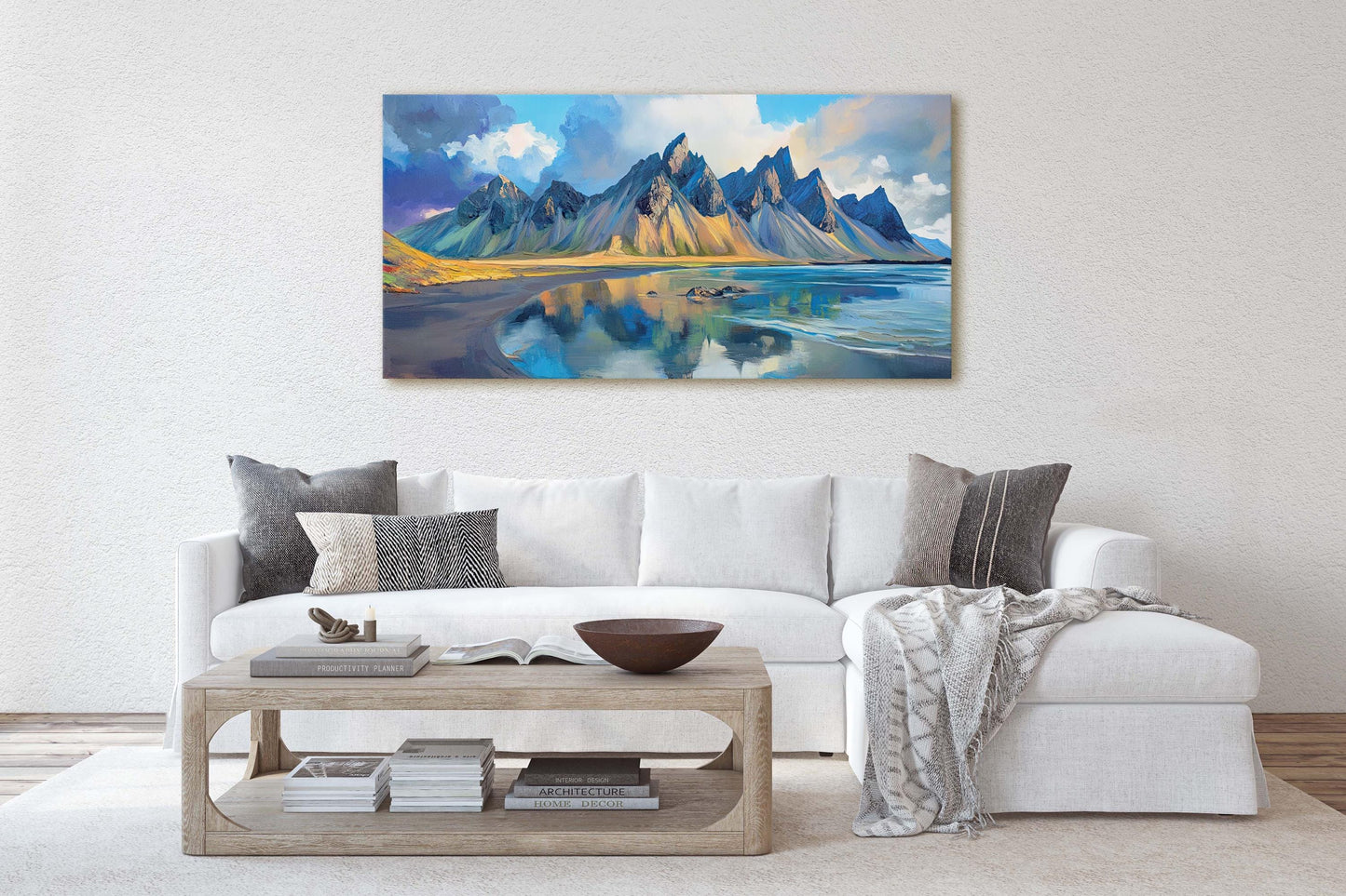 Vestrahorn Painting, Iceland Art, Nature Painting, Mountain Art