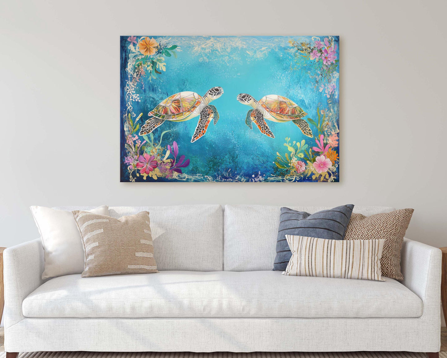 Sea Turtles In love, Ocean Decor, Turtle Print, Fish Art