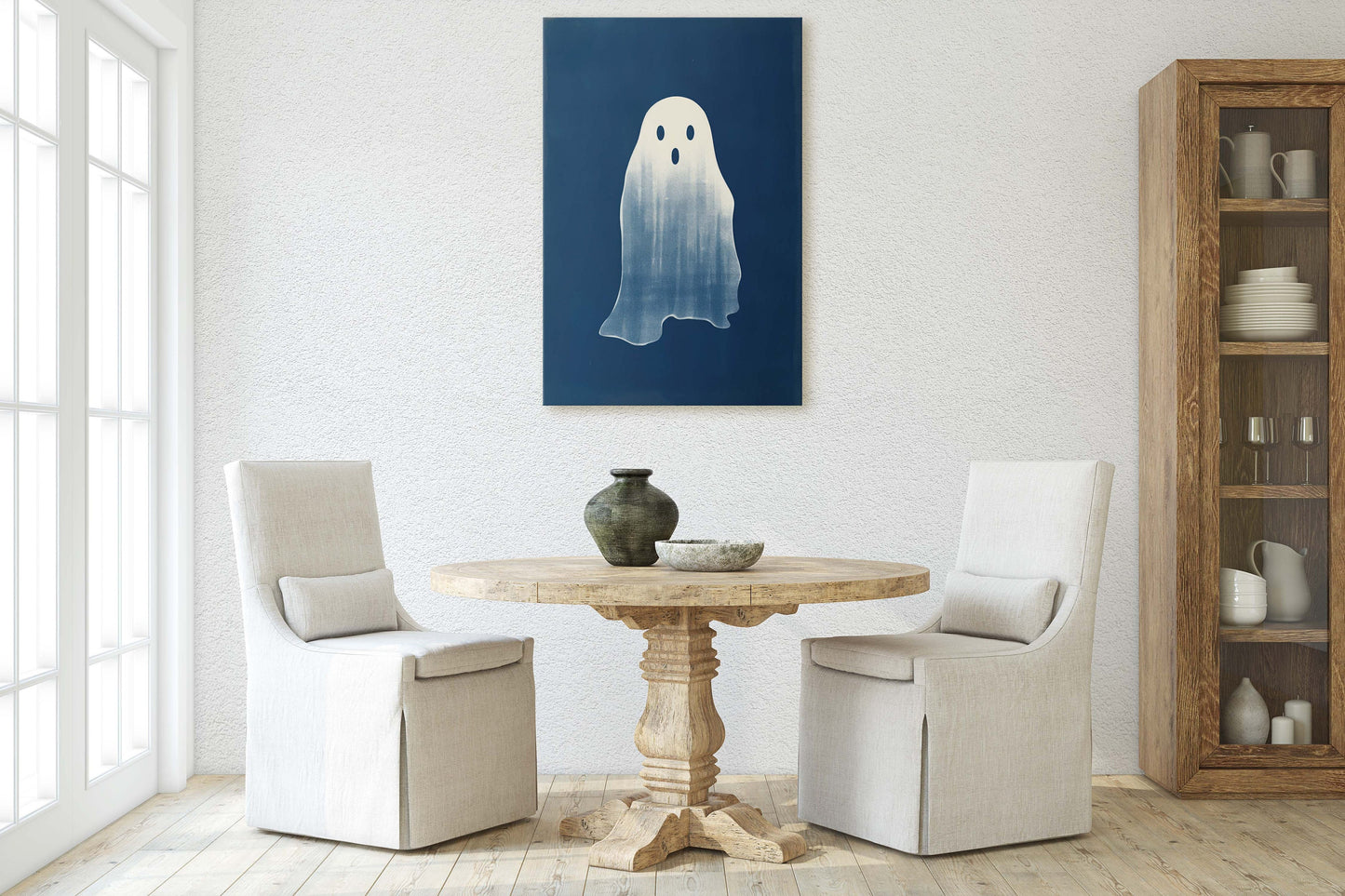 Cute Ghost Illustration, Halloween Ghost, Friendly Ghost, Happy Ghost, Fun Spirit, Halloween Poster, Canvas Art, Kid Friendly Halloween