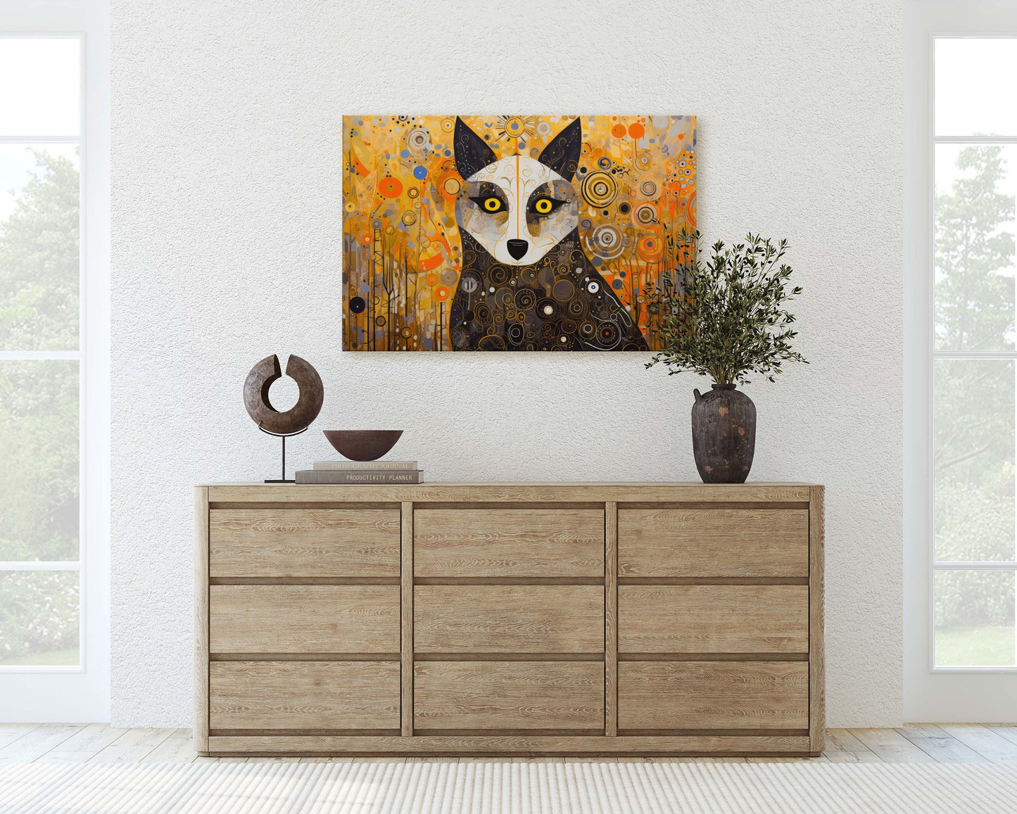 Abstract Animal Art, Wolf Painting, Symbolism Dog, Modern Art, Contemporary Decor, Surrealism, Modernism, Framed Canvas, Large Art Print