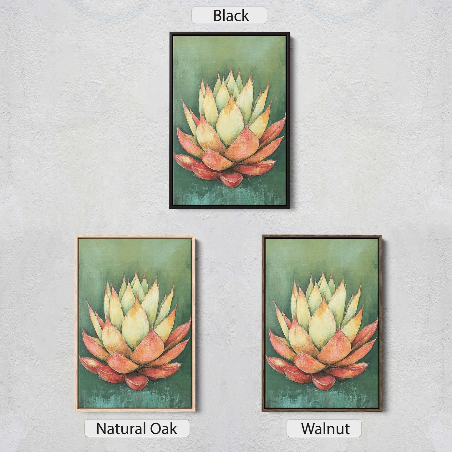 Red Green Agave, Abstract Agave, Minimalist Decor
