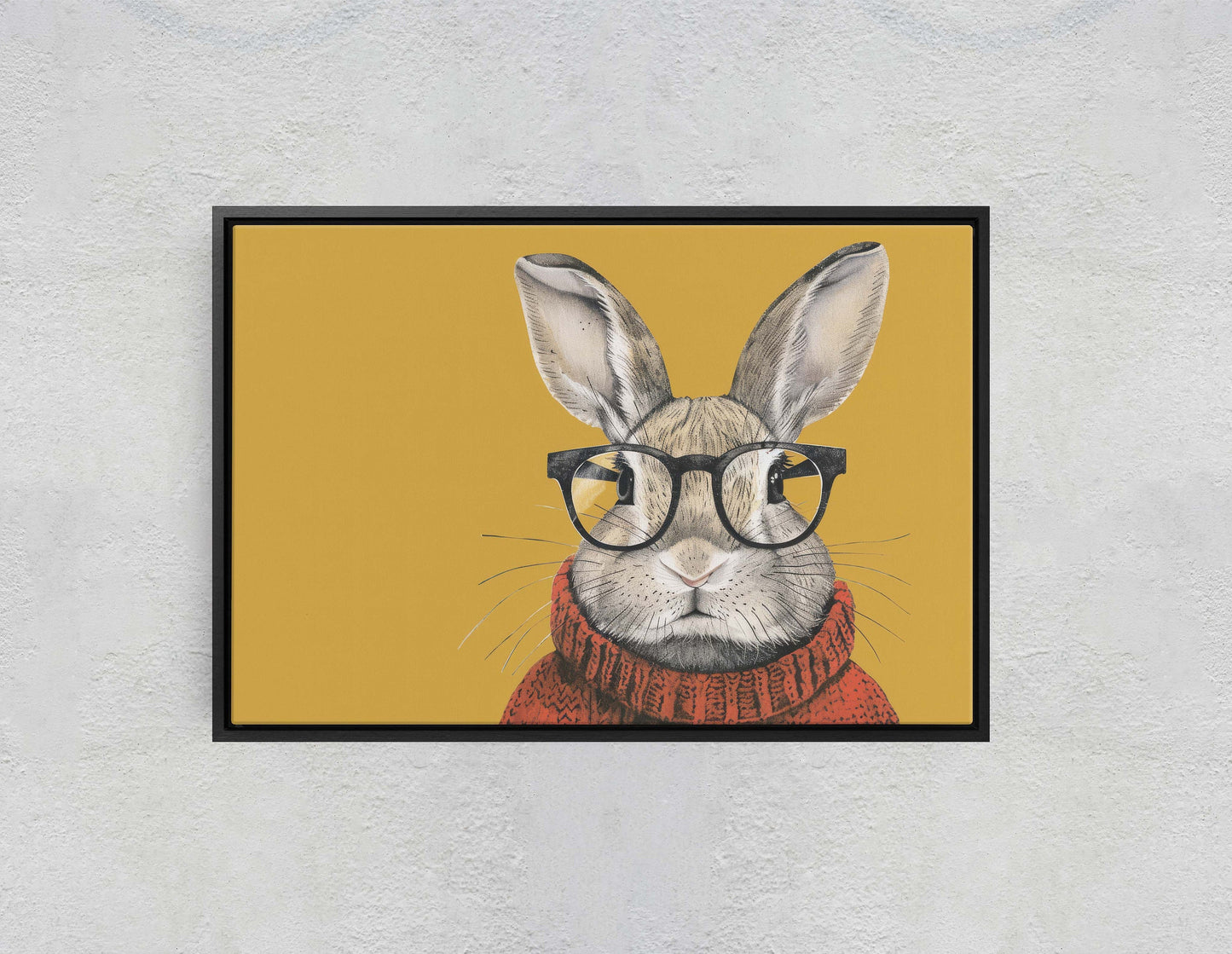 Hipster Rabbit, Pop Art, Street Art, Graffiti Painting, Animal Sunglasses, Orange Blue, Fun Quirky, Large Art Print, Kids Room, Bunny Art