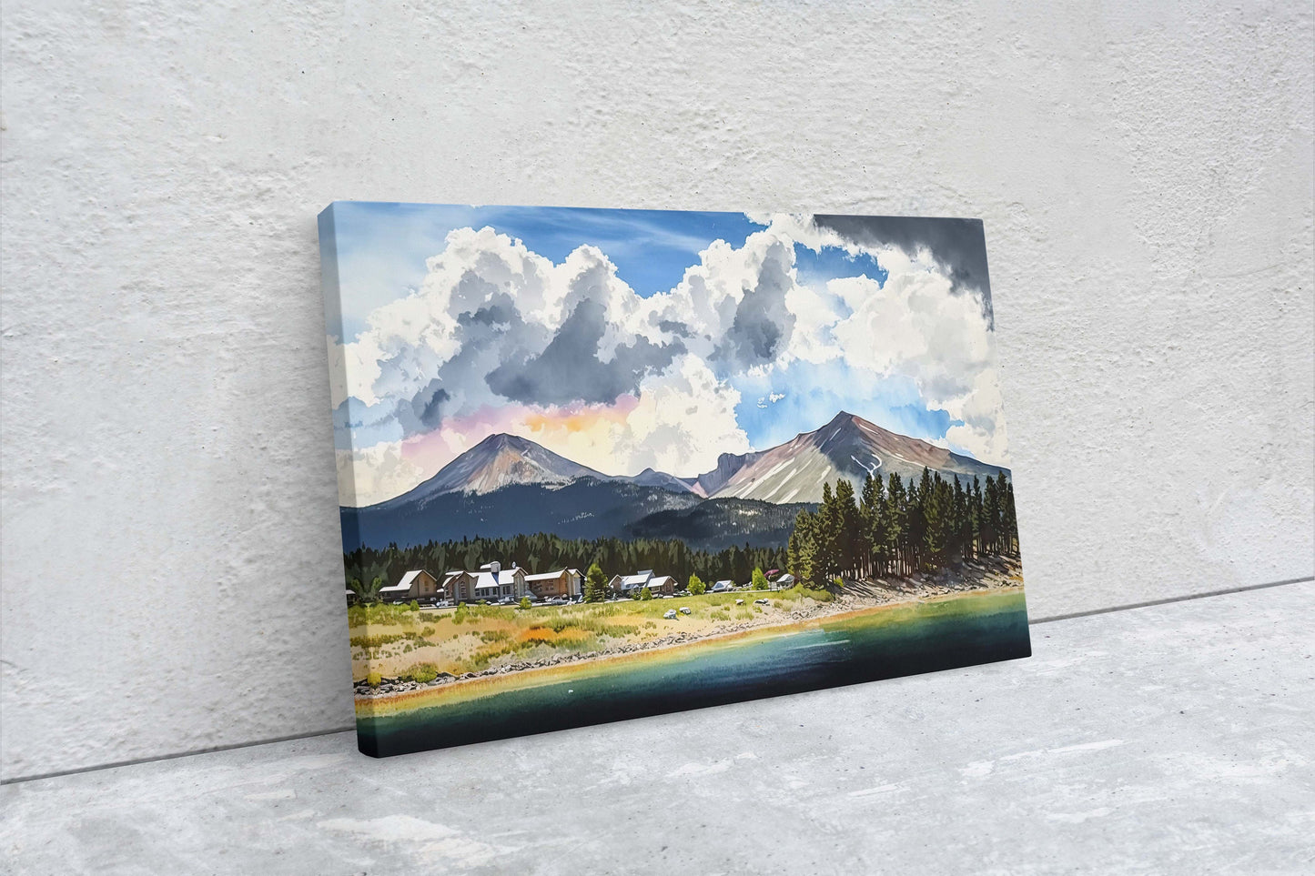 Big Sky Montana, Canvas Art, Ready To Hang, Large Print, Landscape Painting, Dramatic Landscape, Mountain Range, Blue sky mountain,