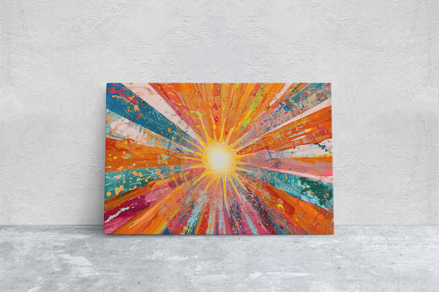 Starburst, Abstract Color, Color Theory, Sunburst, Modern Art, Contemporary, Framed Canvas, Statement Piece, Large Art Print, Rainbow Vivid