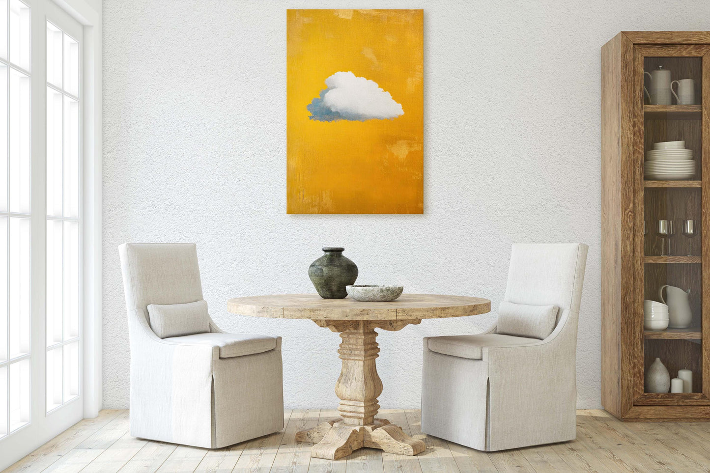 Cloud Art Vintage, Cloud Painting, Surreal Art, Pop Art, Yellow Gold Mustard