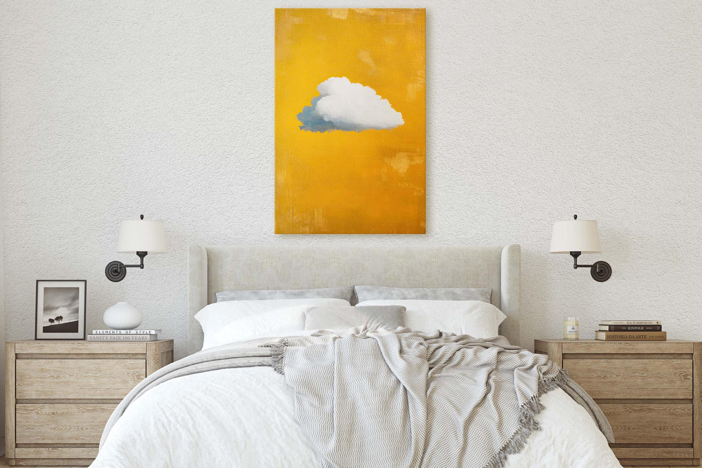 Cloud Art Vintage, Cloud Painting, Surreal Art, Pop Art, Yellow Gold Mustard
