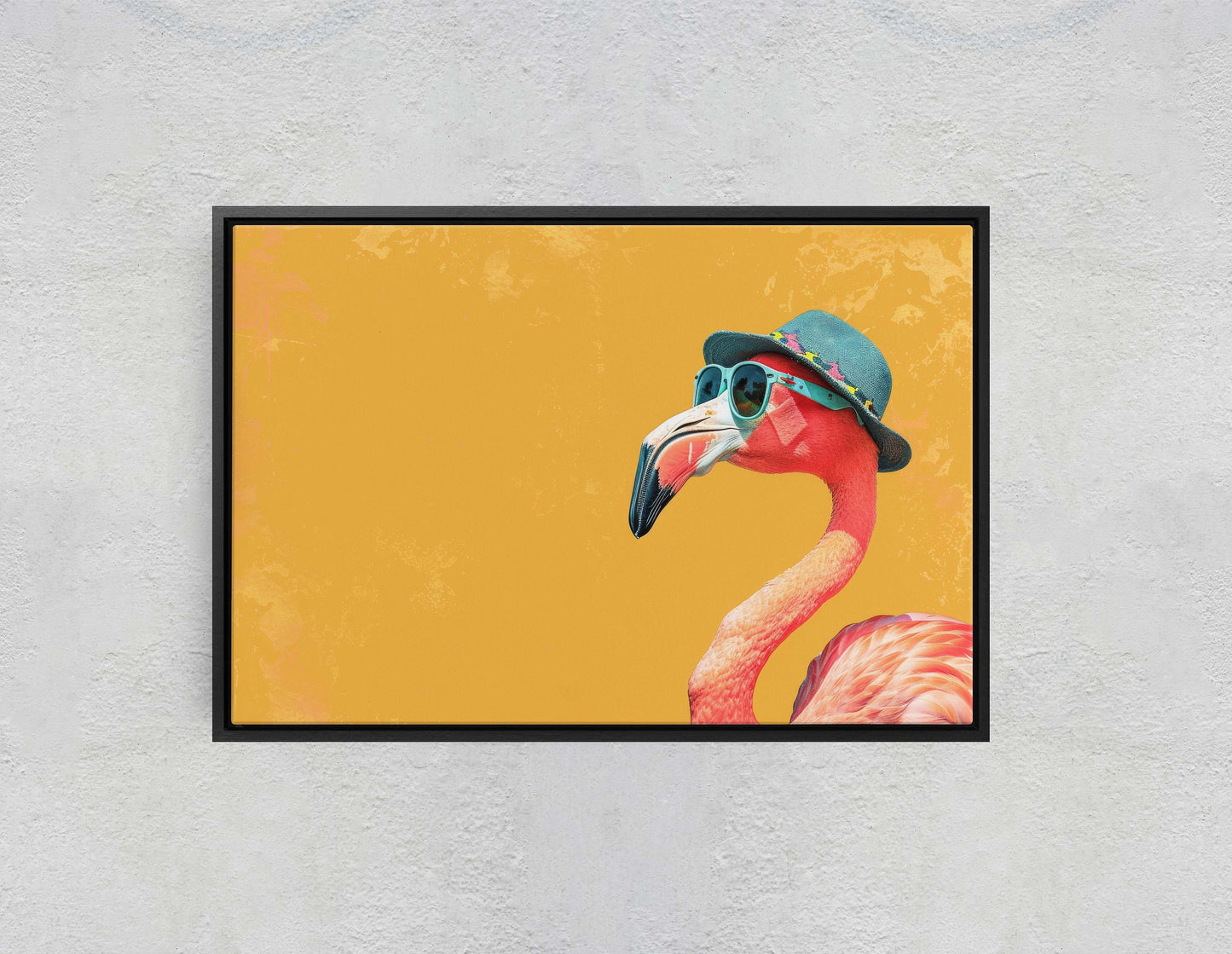 Hipster Flamingo, Pop Art, Street Art, Graffiti Painting, Animal Sunglasses, Orange Blue, Fun Quirky, Large Art Print, Kids Room, Pink