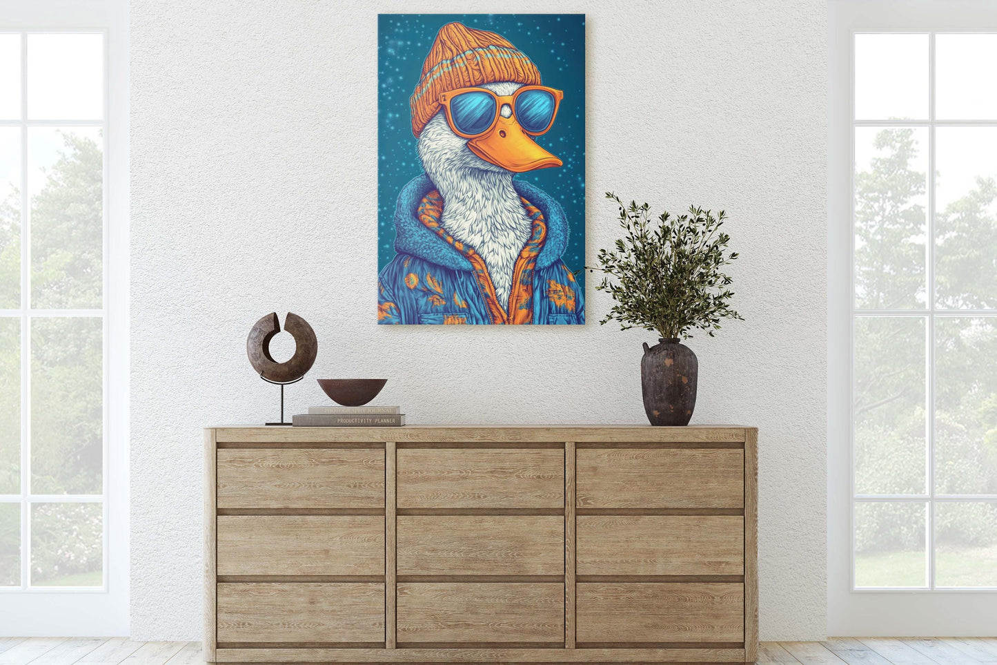 Hipster Duck, Pop Art, Modern Decor, Street Art, Framed Print, Animal Art, Unique Art, Animal Sunglasses, Kids Room, Boys Room