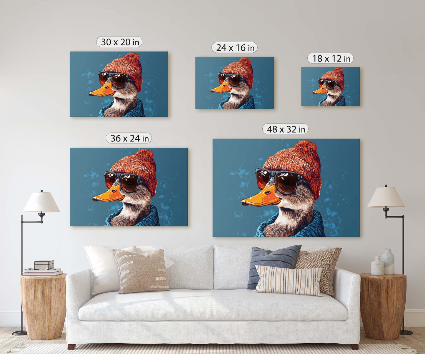 Hipster Duck, Pop Art, Modern Decor, Street Art, Animal Art, Unique Art, Kids Room, Boys Room, Girls Room