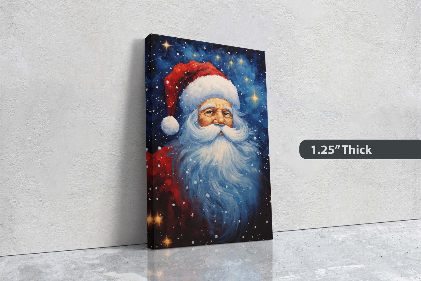Santa Painting, Christmas Decor, Xmas Painting, Festive Painting, Winter Art, Framed Canvas, Santa Print