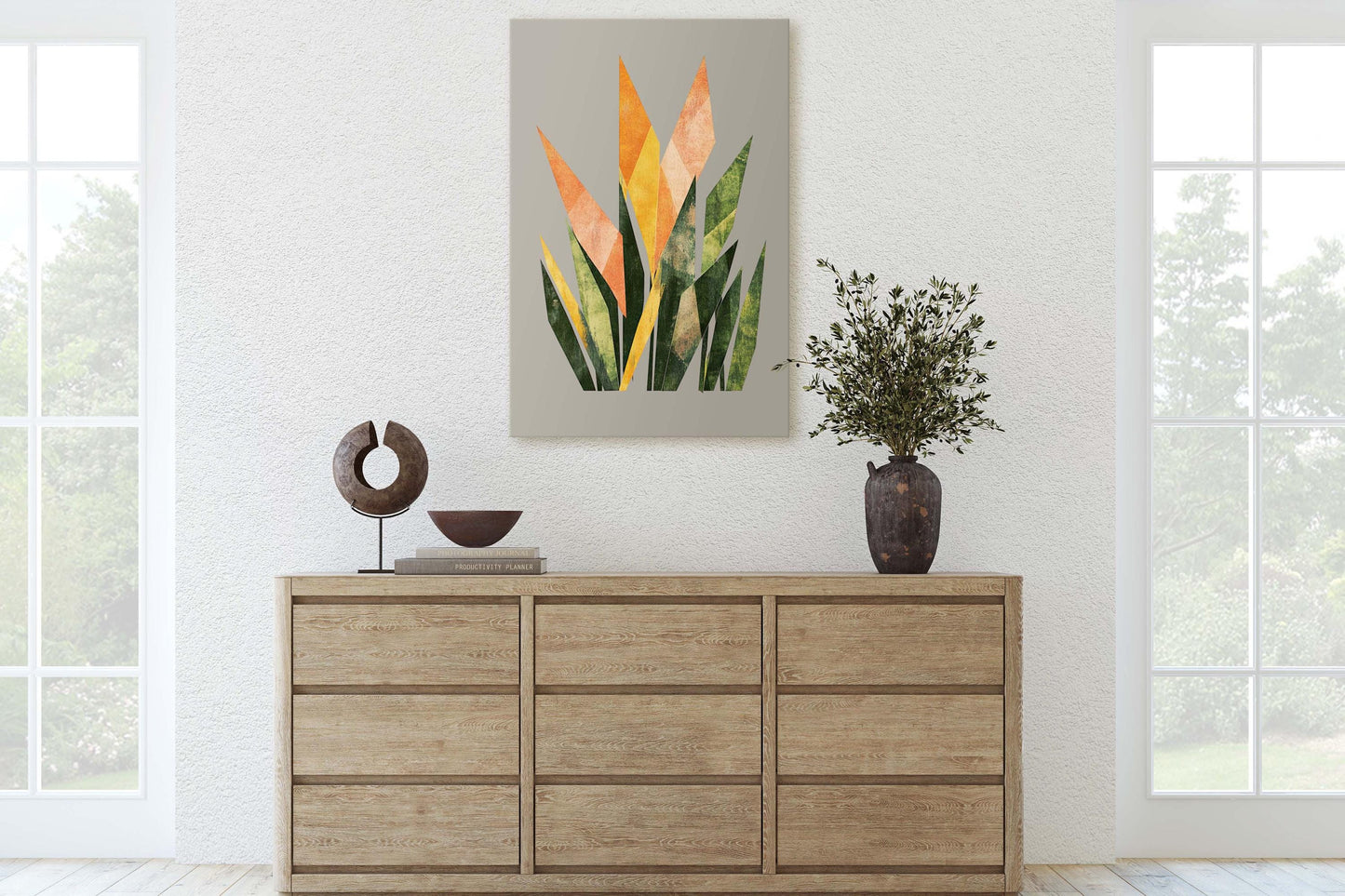 Geometric Grass, Abstract Floral Decor, Botanical Art